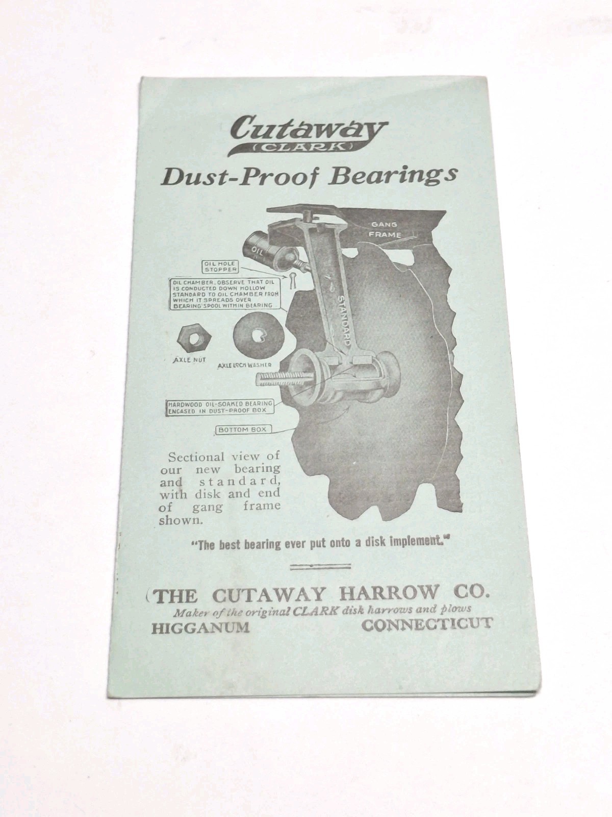 Cutaway Harrow Co Higganum CT Bearings Early Advertising Farm Brochure