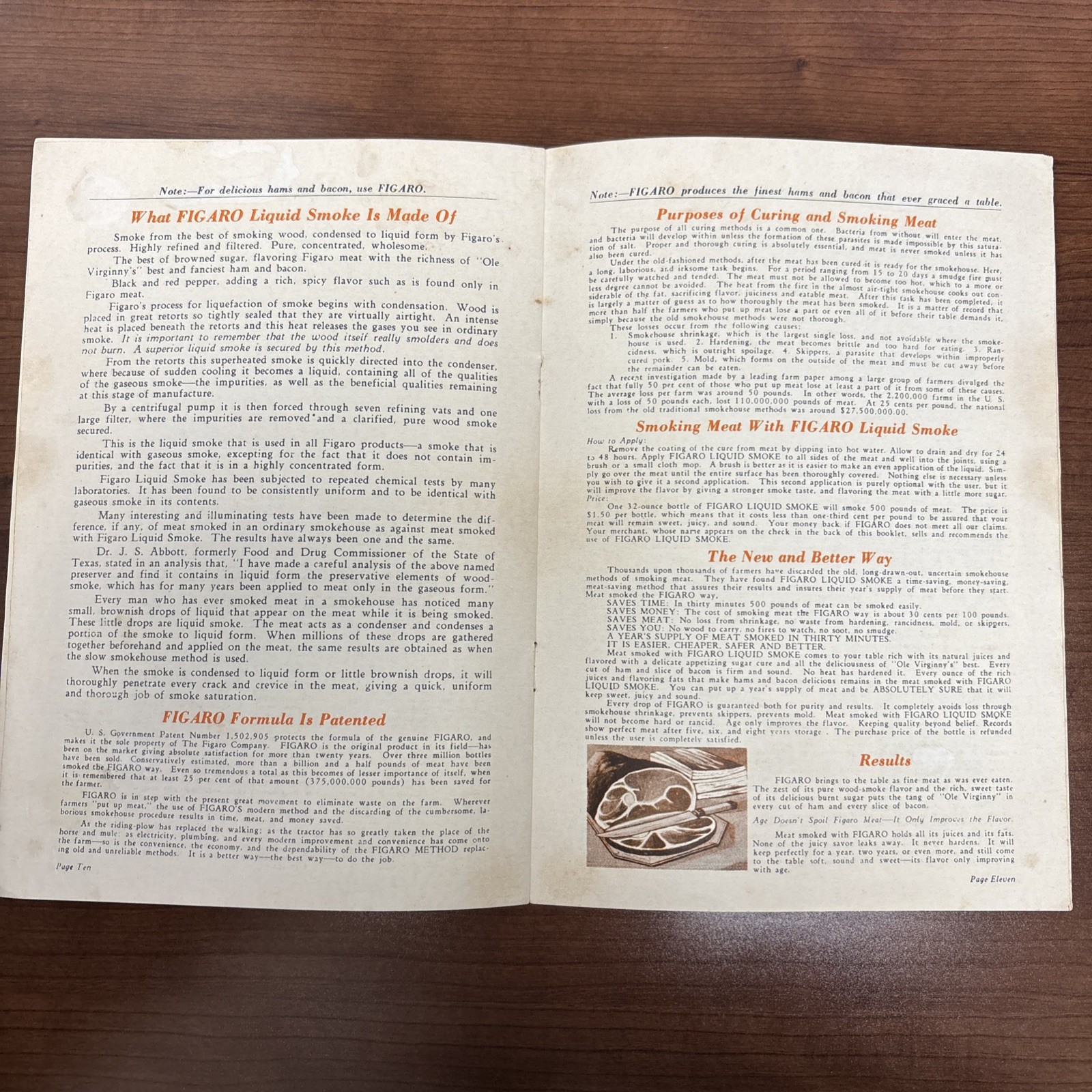 Figaro&rsquo;s Message Booklet Butchering Pigs Curing Liquid Smoke Dallas TX 1930