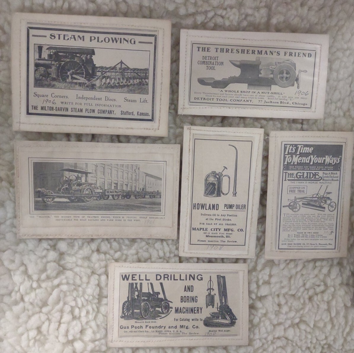 6-Early 1900s Farming Threshing Advertising clippings