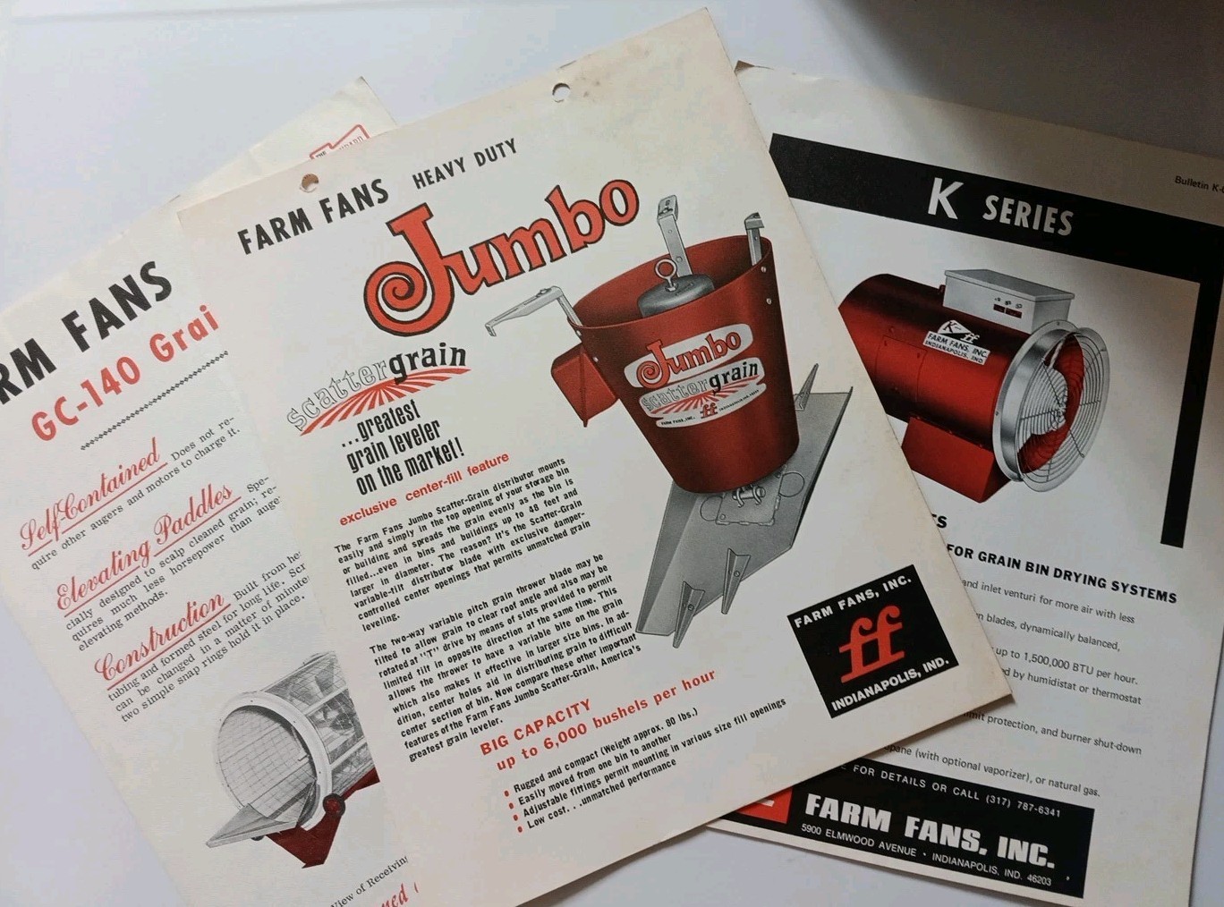 3 Vintage Farm Fans Advertising Flyer Lot Grain Cleaner Scatter Dry System
