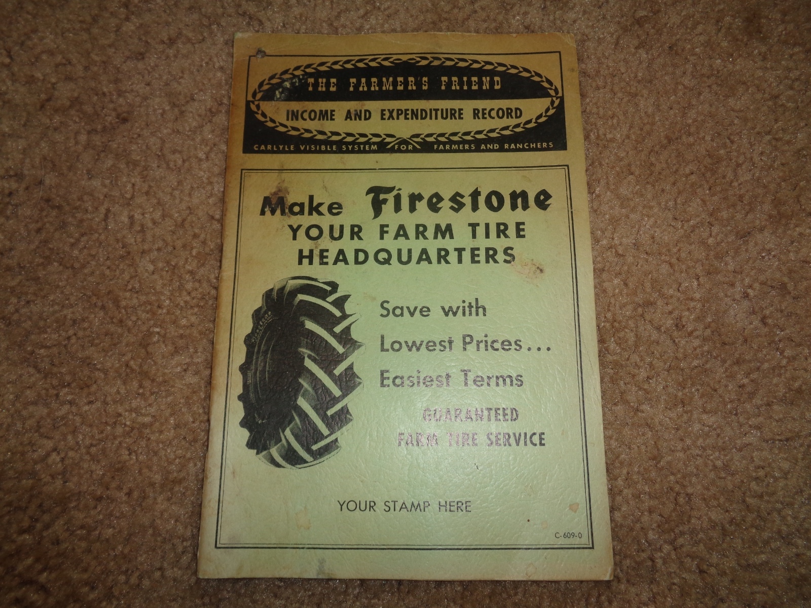1956 Vintage Firestone Farmers Friend Income and Expenditure Record BOOKLET