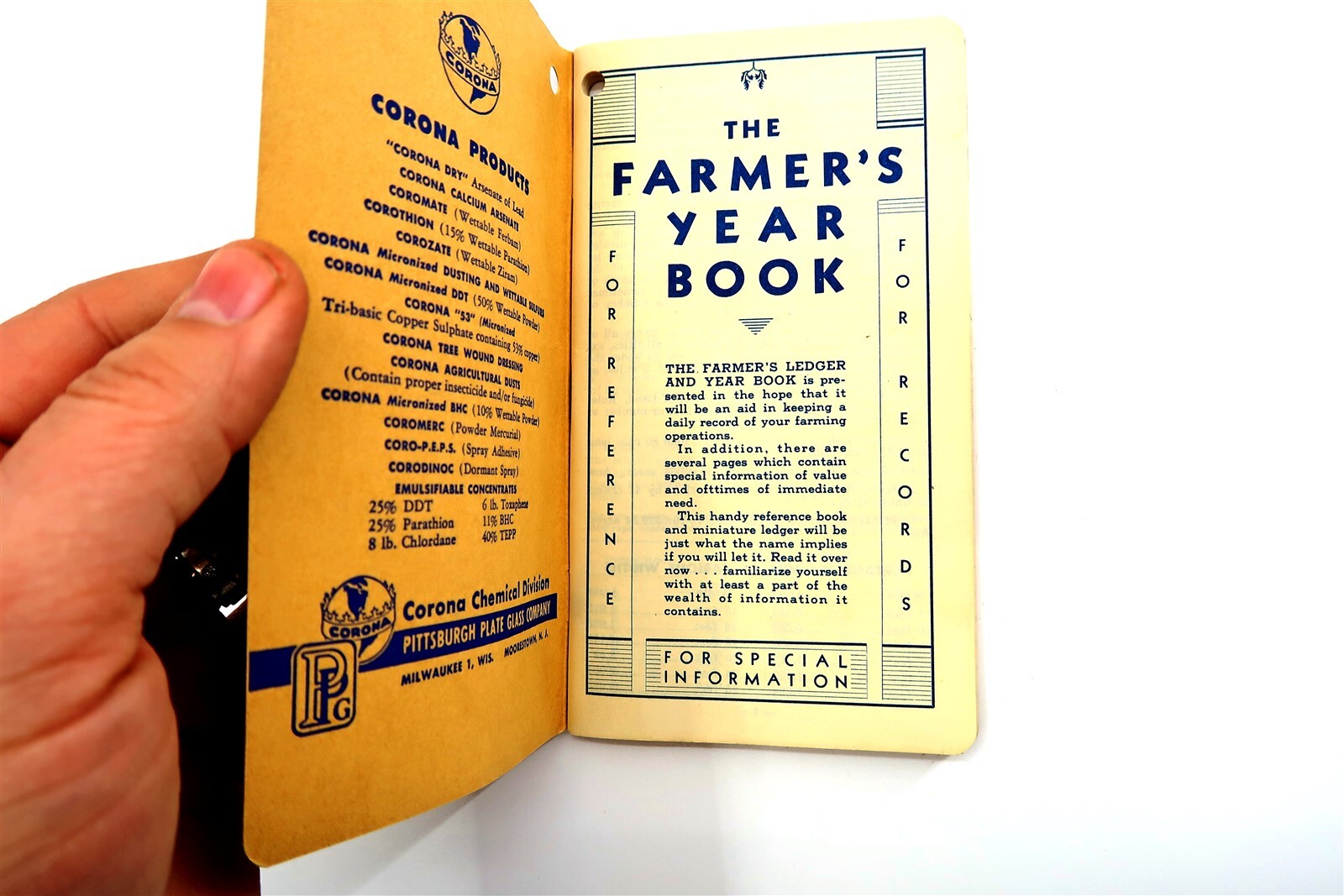 Vintage 1953/54 FARMER&rsquo;S YEAR BOOK by Corona Chemical Div Pittsburgh Plate Glass
