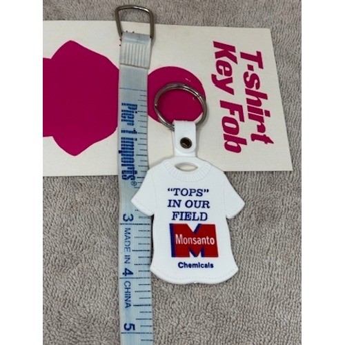 Vintage Monsanto Chemicals Advertising T-Shirt Keychain Key Fob White