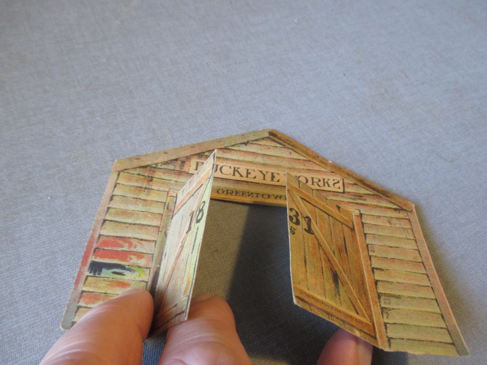 1889 BUCKEYE HARVESTING MACHINE FACTORY FOLD OUT TRADE CARD- CANTON AKRON OHIO