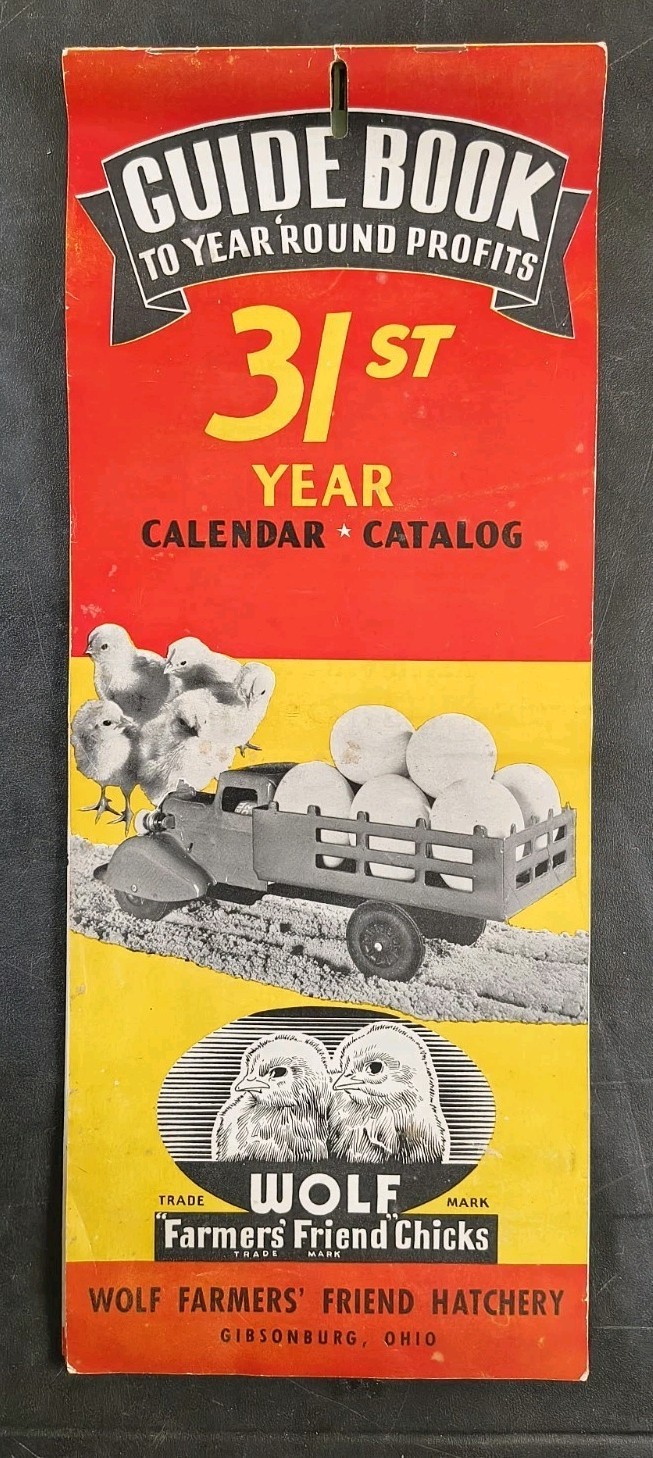 1941 Wolf Baby Chicks Catalog Calendar Sale Brochure Chicken Farming Advertising