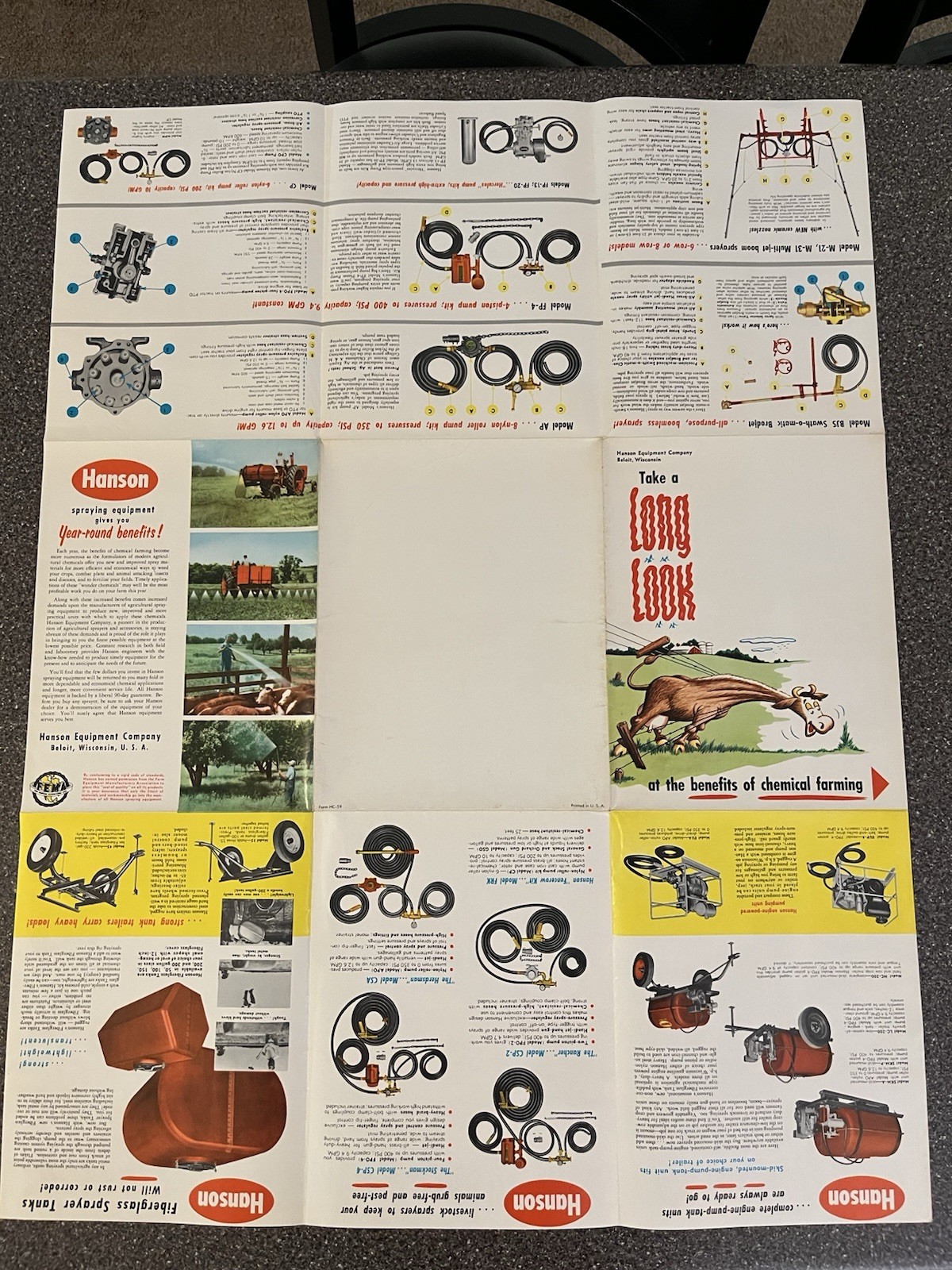 Hanson Equipment E-Z Spray Swathomatic V-G Spray Sprayers Brochure Poster Rare