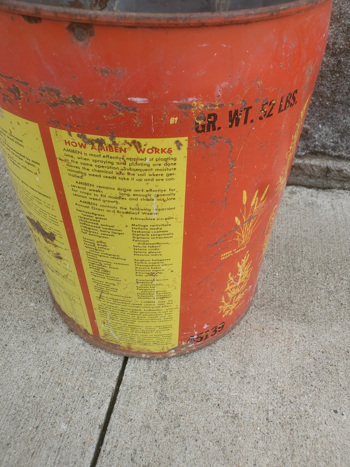 5 Gallon Metal Can Amiben Herbicide No Lid Soybean Weed Control Farm Decor #3