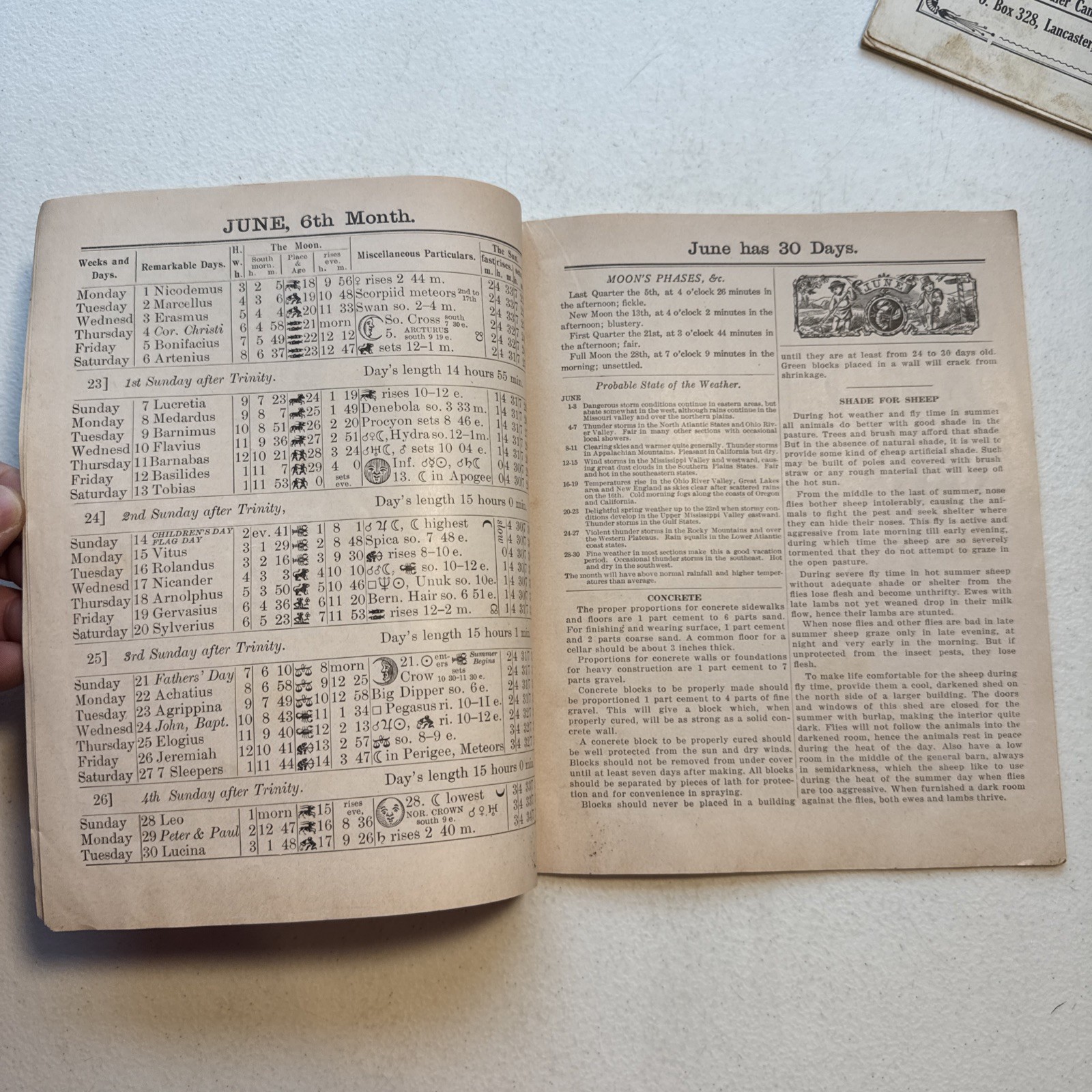 Vintage 1942 & 1950 John Baer’s Sons Agricultural Almanac Lancaster, PA
