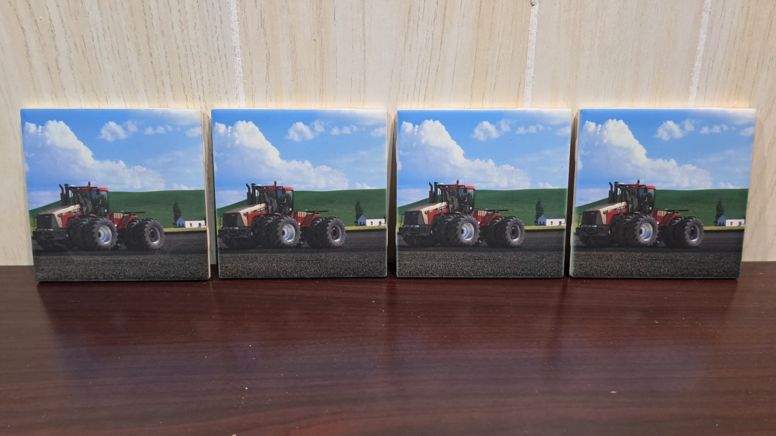 Case IH Tractor Ceramic Coaster Set 4 Tiles Dually New NIP Antique Farming