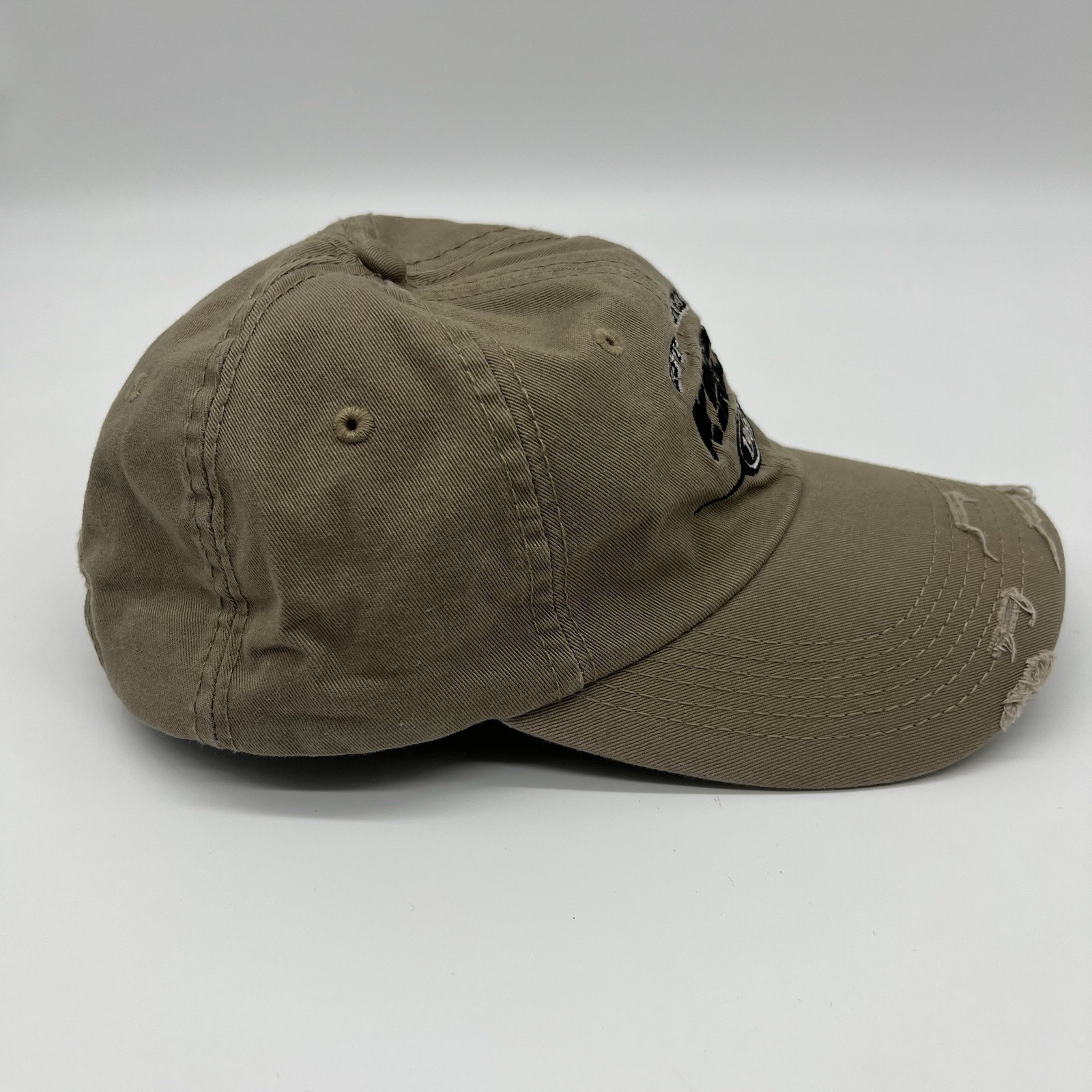 Kinze Planters Baseball Cap, Brown Khaki Distressed Adjustable Velcroe