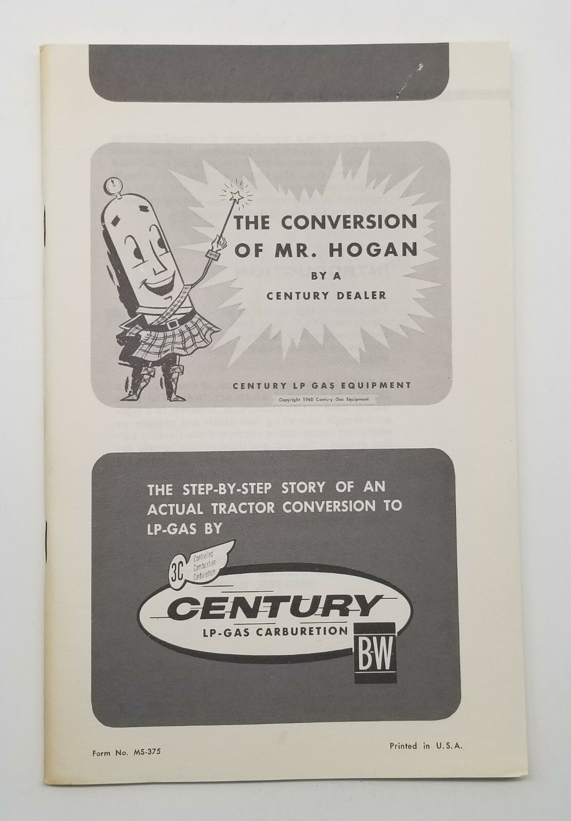 Century LP-Gas Carburetion Tractor Conversion Gas to LP How To Pamphlet Brochure