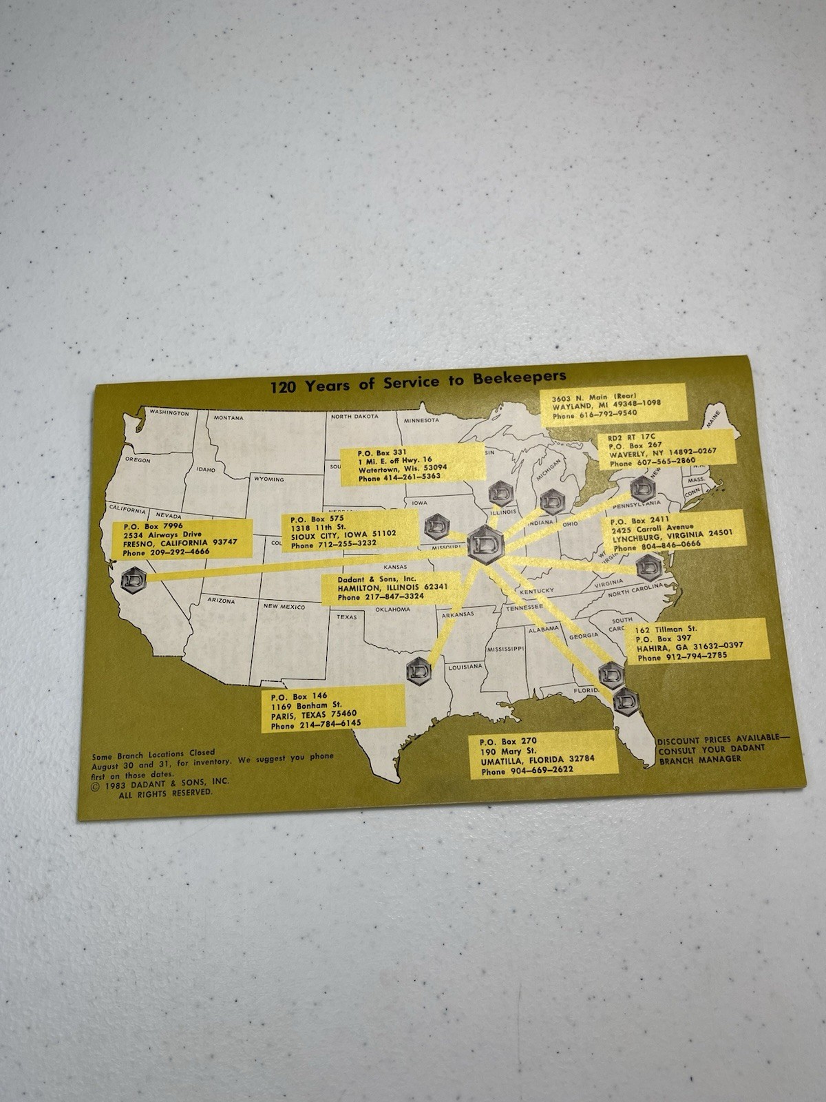 Dadant Beekeepers 1983 Catalog Envelope Order Form