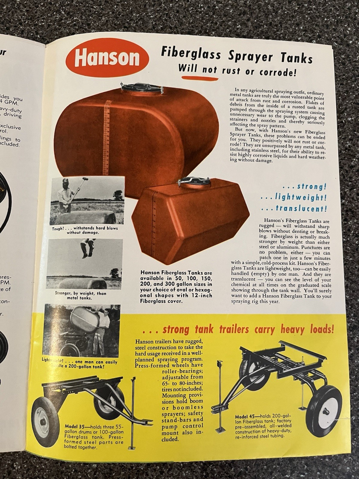 Hanson Equipment E-Z Spray Swathomatic V-G Spray Sprayers Brochure Poster Rare
