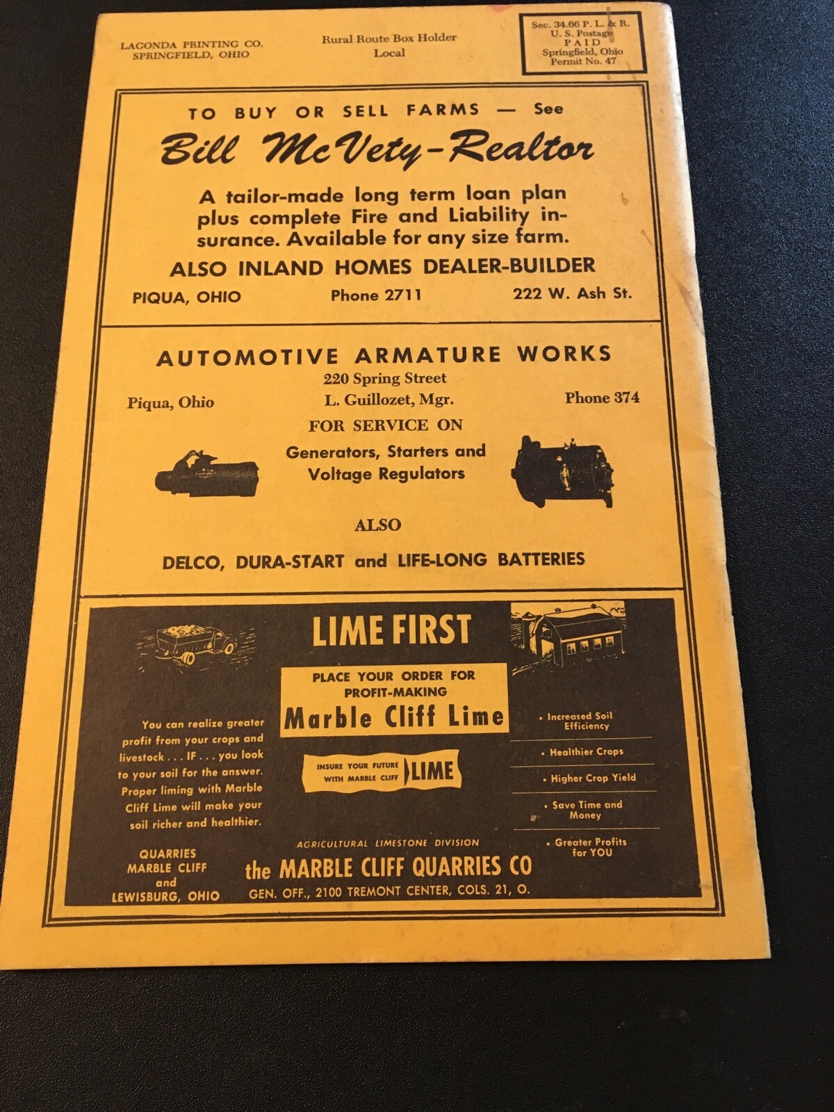 1957 Miami County Farm Account Book Piqua Troy Tipp City