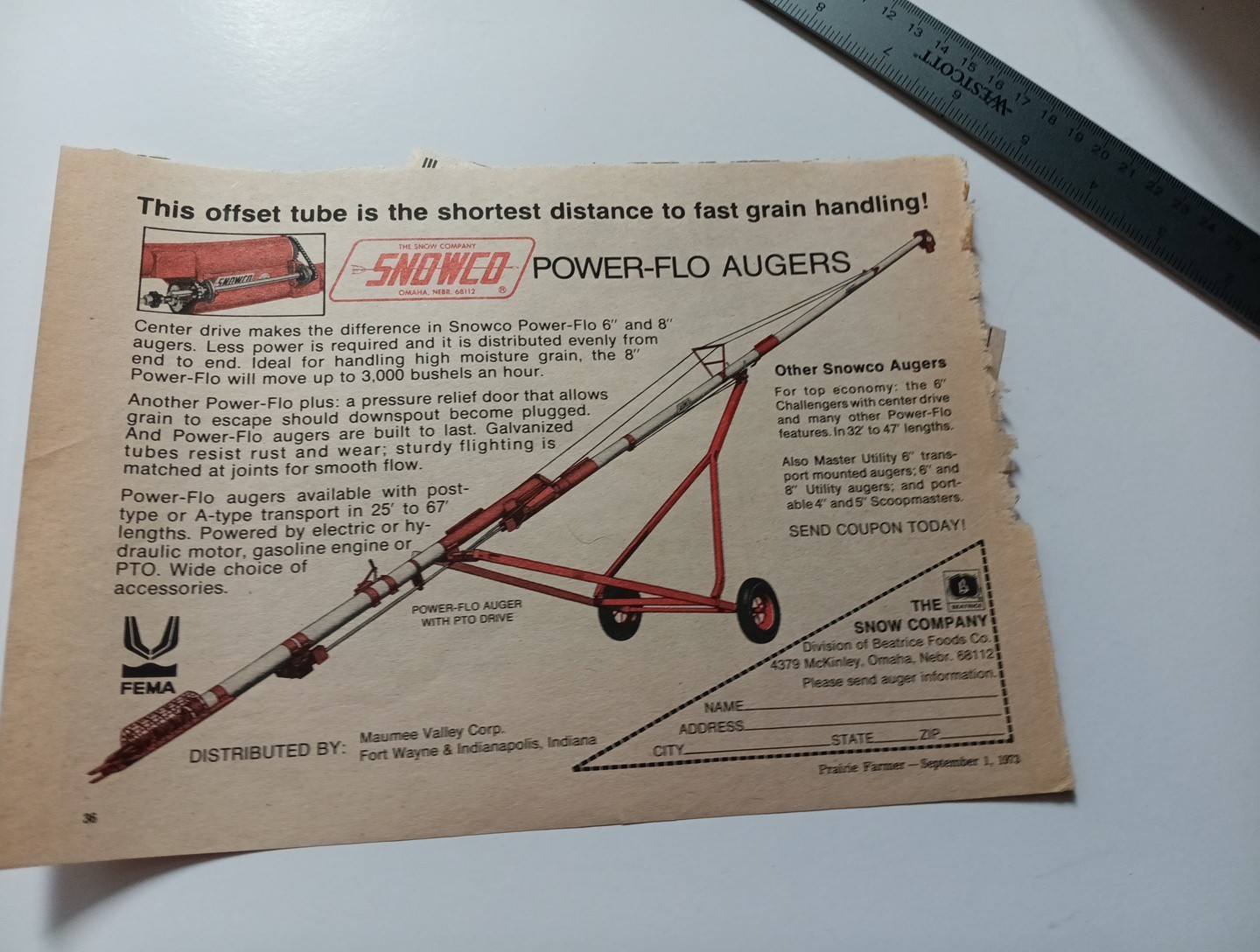 3 Snowco Grain Augers Omaha NE Vintage Farming Advertising Photo Print Ads