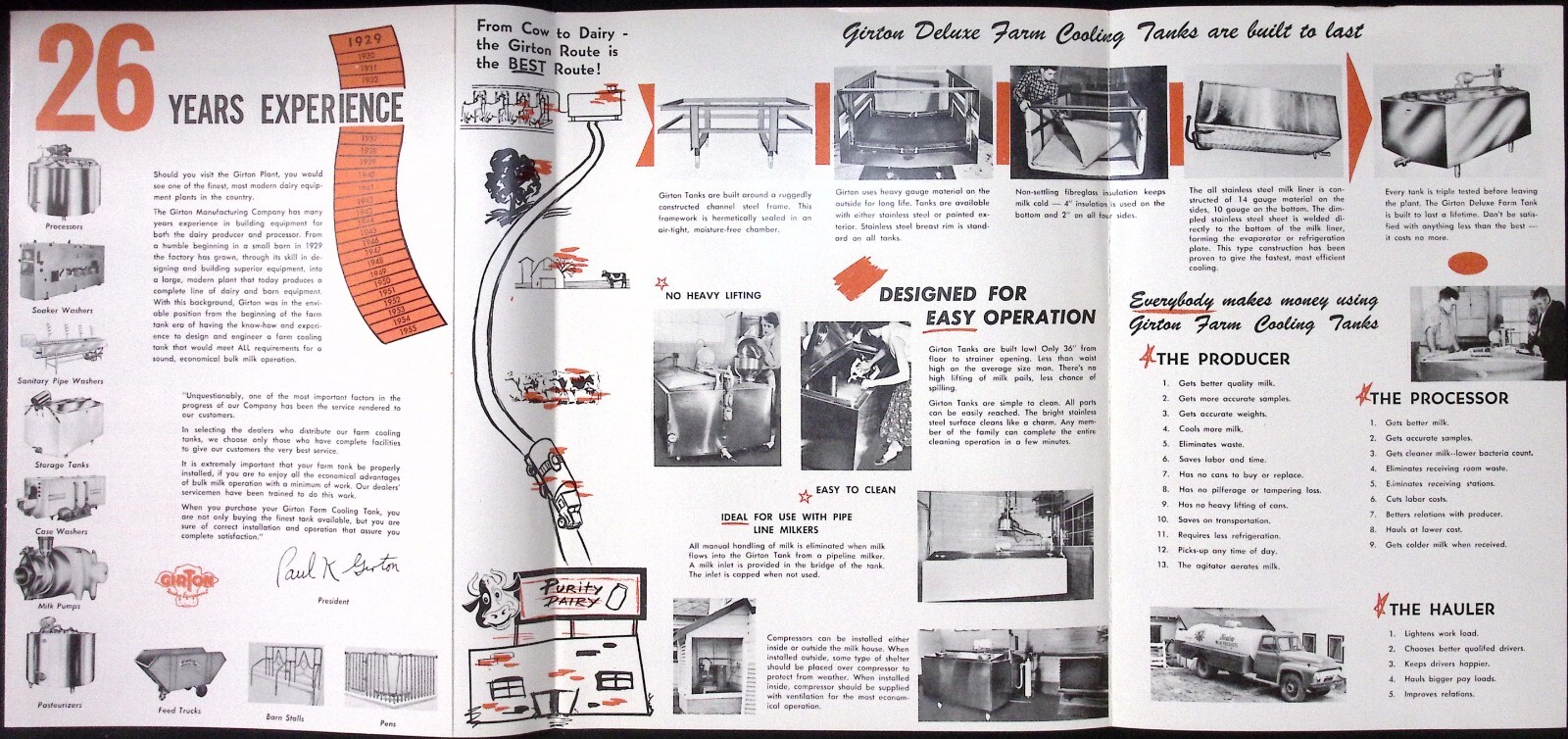 1956 Girton Deluxe Farm Cooling Tank Brochure Girton Mfg Co Millville PA