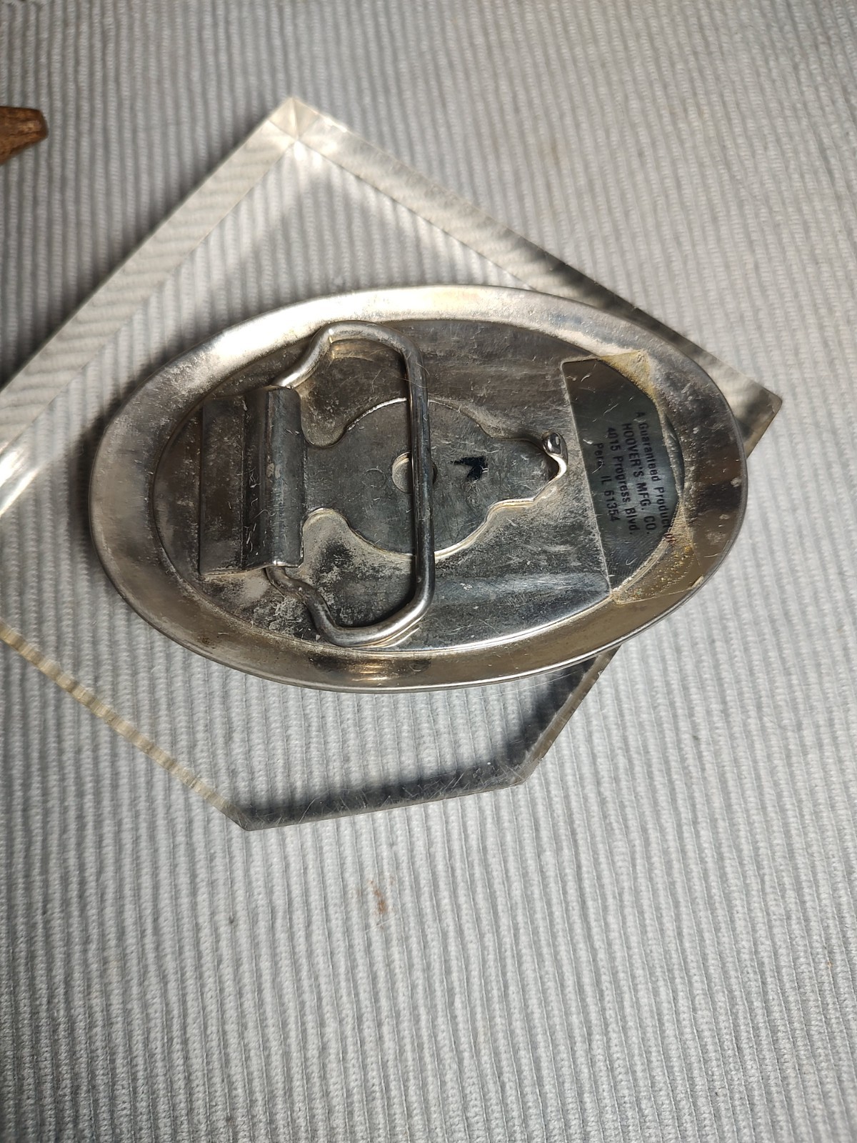 Case Colored Blue & WhiteBelt Buckle with Eagle Silvertone 3.5&Prime;