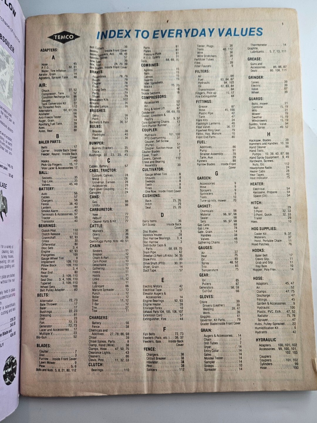 Temco 1985 Tractor Parts Catalog Brusnahans
