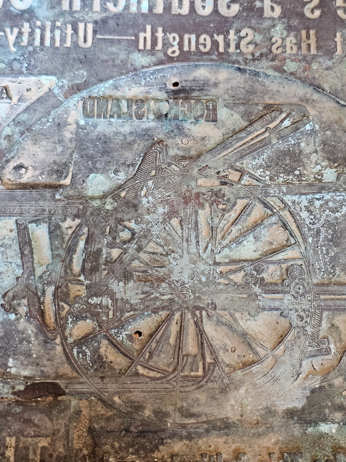 c1912 Rock Island Plow Lone Star Texas Cultivator Printer Block 6 1/2 X 7 Copper