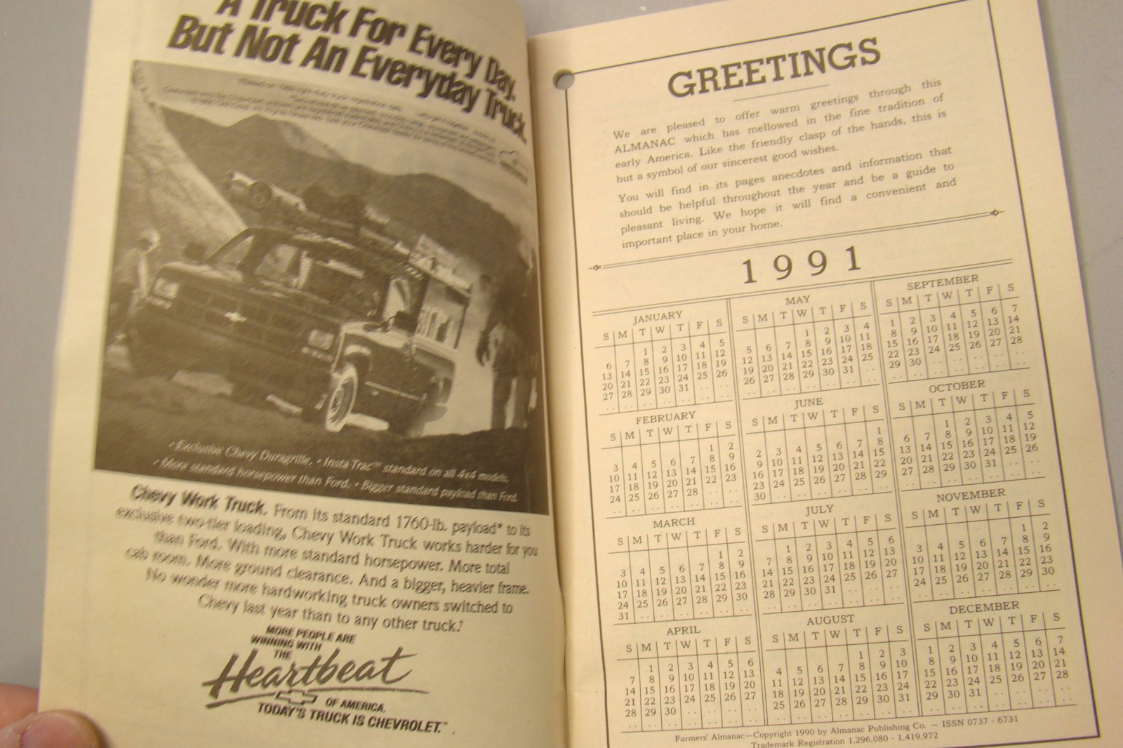 Farmers&rsquo; Almanac 1991 Vol 174 Chevy Trucks 5.5&Prime; x 8.5&Prime;