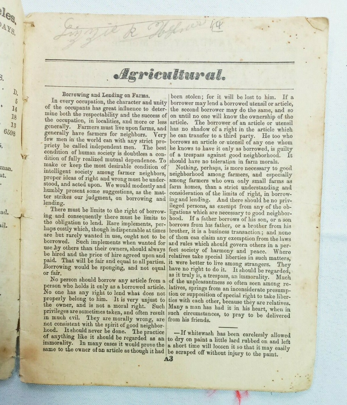 Vintage 1885 John Bear Baer&rsquo;s Agricultural Almanac Antique Farmers Lancaster PA