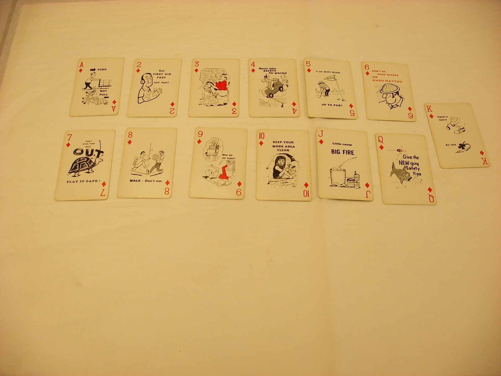 Vintage A.O. Smith Safety Record Comic Playing Cards – missing 3 of clubs