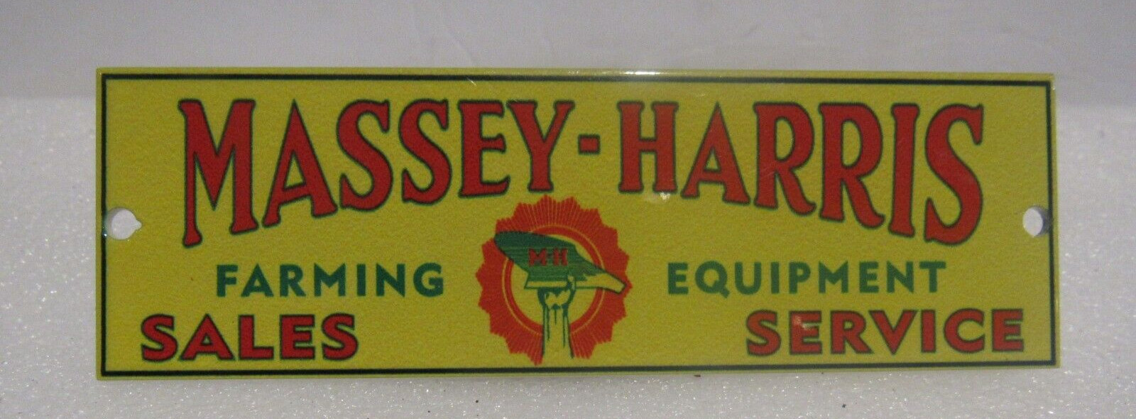 Massey Harris Farming Color Photo and Advertising Emblem Metal Plate Original