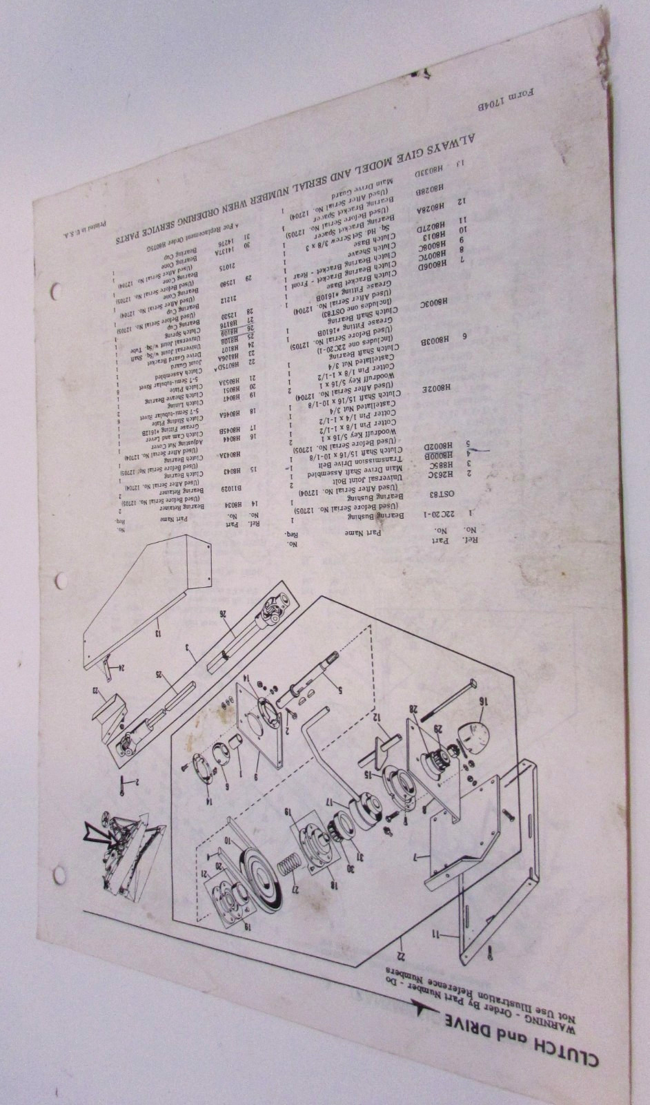 Vintage Gehl Brothers Mfg West Bend WI Quick Switch Row Crop Attachment Manual