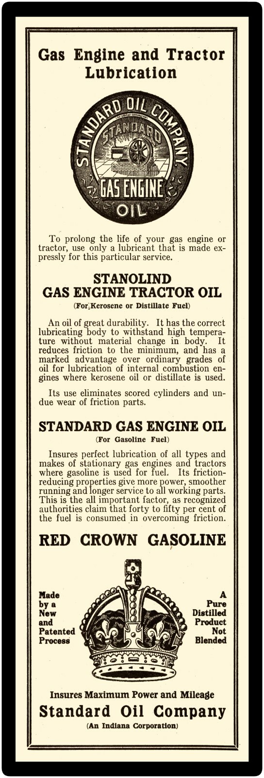 Standard Oil for Engines & Tractors Sign, 12&Prime; x 36&Prime; USA STEEL XL Size – 4 POUNDS