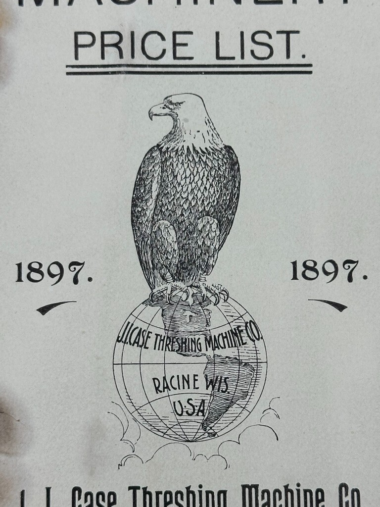 1897 JI CASE THRESHING MACHINE Co PRICE LIST Farm Advertising RACINE Wisconsin