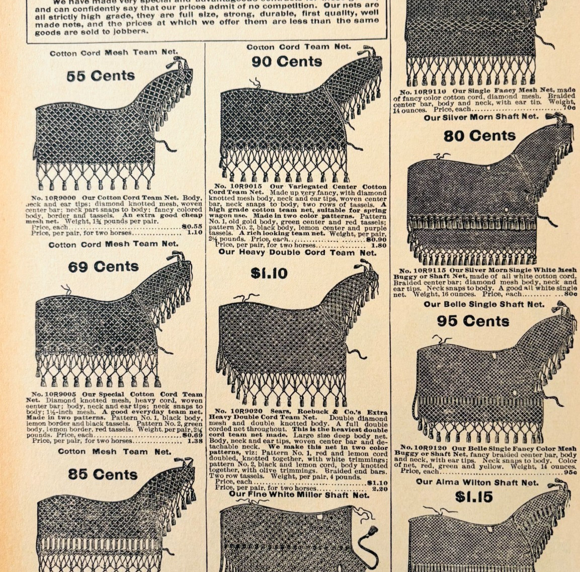1901 Horse Fly Netting Suits Reproduction Advertisement Sears Agriculture DWW9A