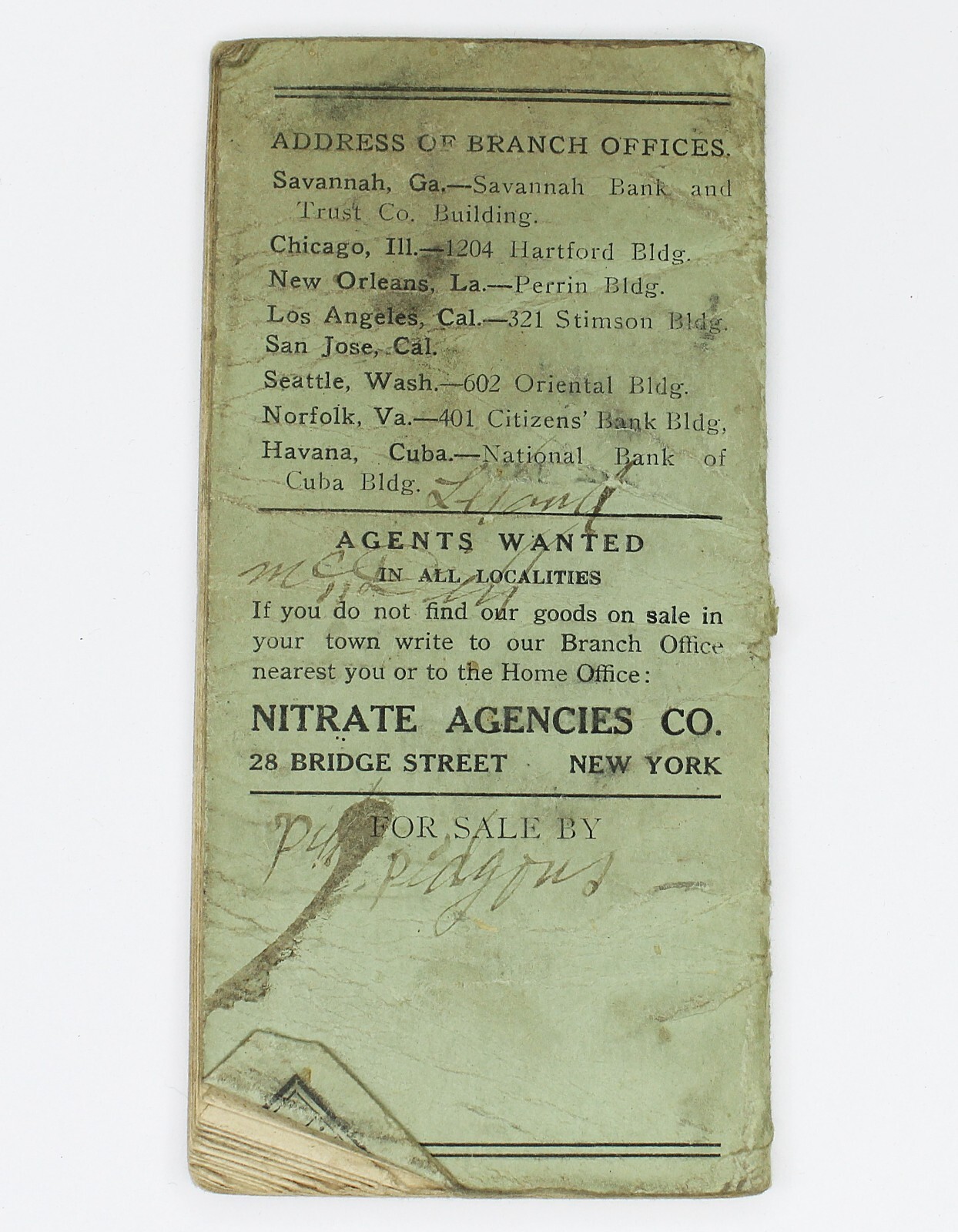 Vintage 1913 HOME MIXED FERTILIZERS Nitrate Agencies Co Data Instructions