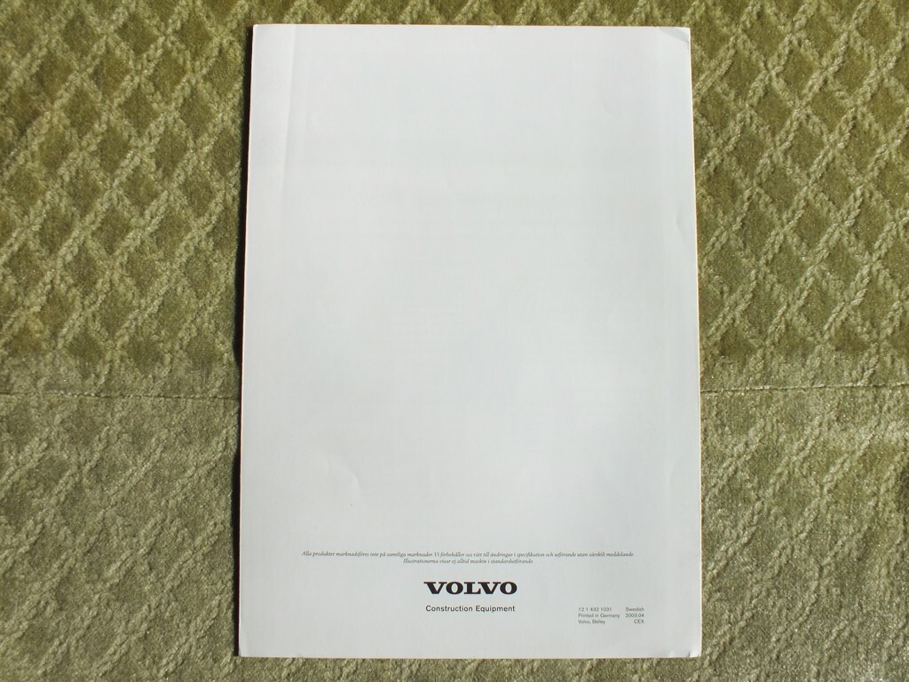VOLVO EC13XR – EW130 Mini / Middle Range Excavator Sweden Brochure Prospekt 2003