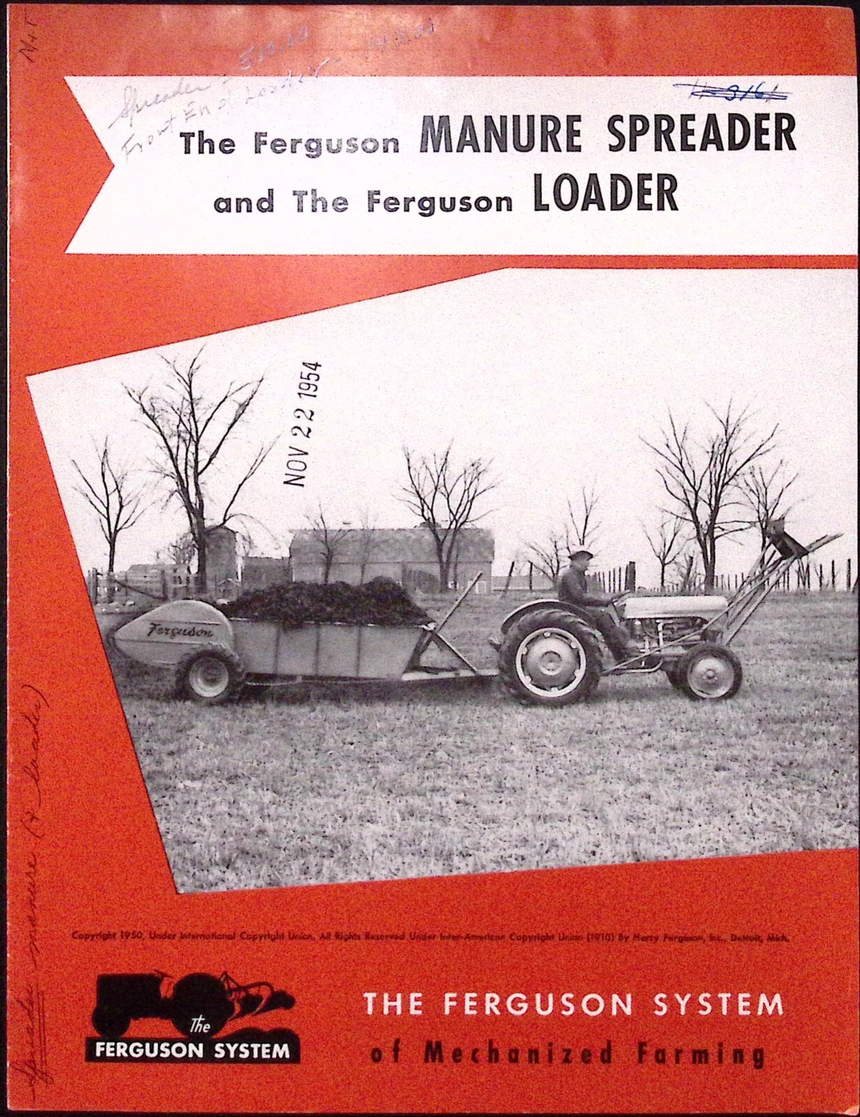 1954 Ferguson Manure Spreader Ferguson Loader Brochure The Ferguson System