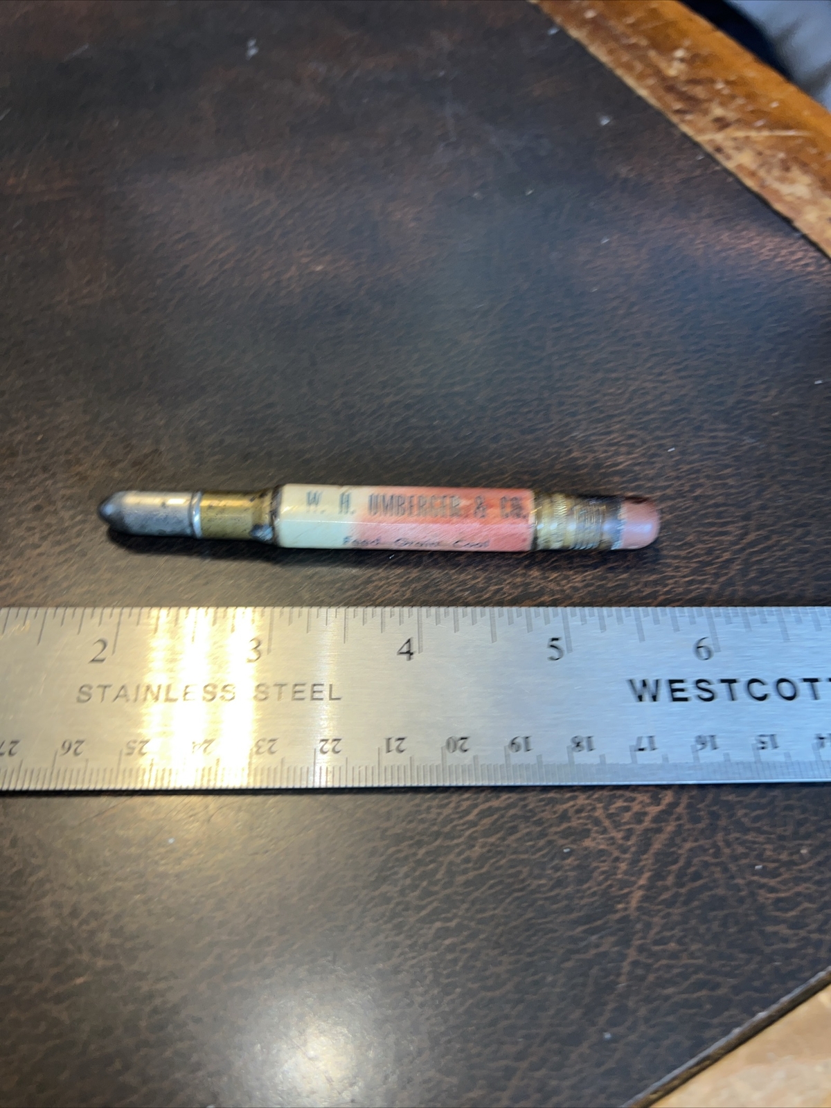 Vintage Early Farm Bullet Pencil WH Berger Feed Grain Coal Fontana Palmyra
