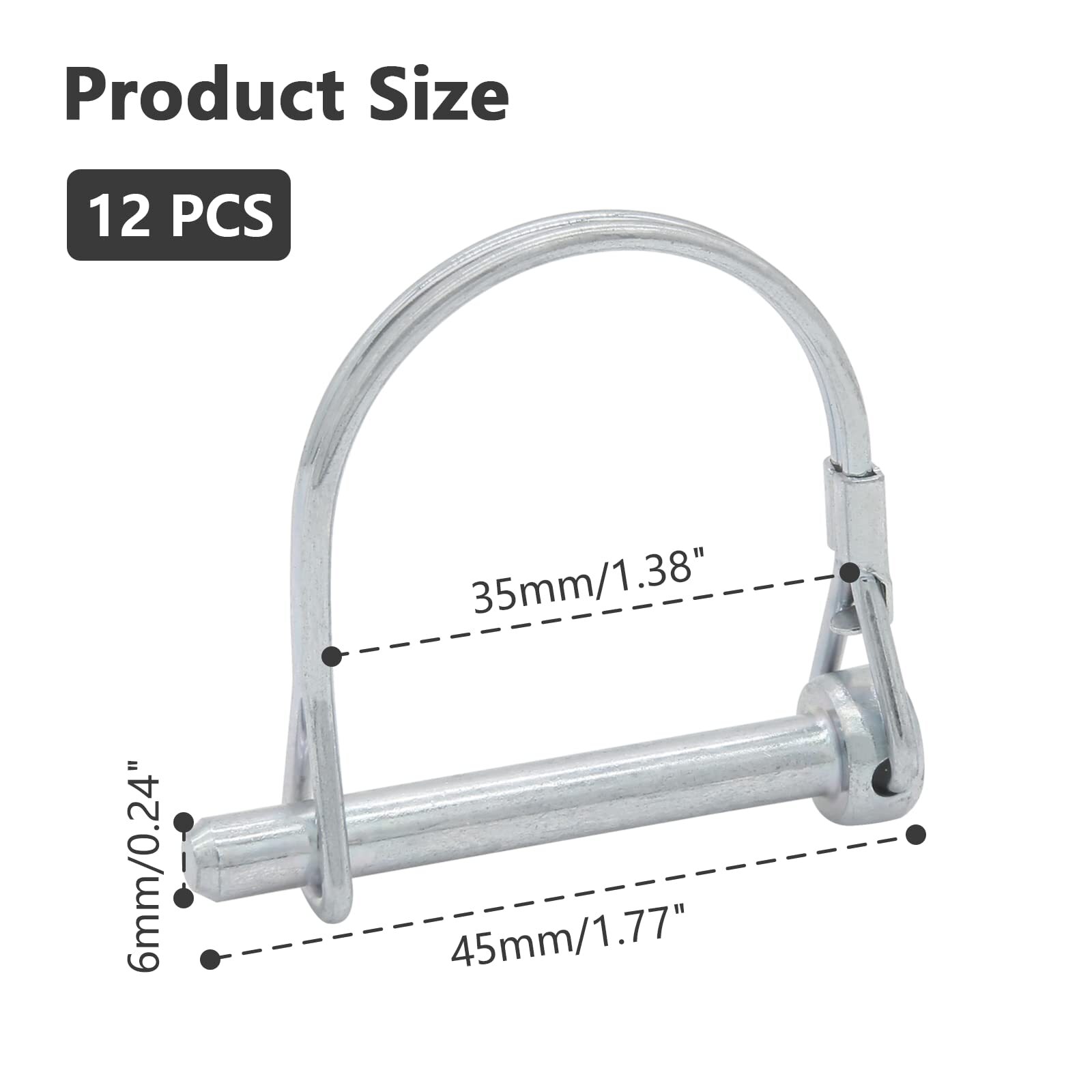 12 Pcs 1/4 x 1-3/4 Inch Wire Lock Pins, Heavy Duty Zinc Plated Pto Hitch Pin …