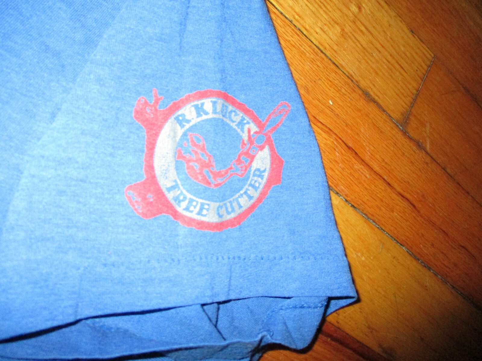 Vintage 80s R KLUCK Tree Cutter T Shirt XL 50% Oxnard CA Soft Thin