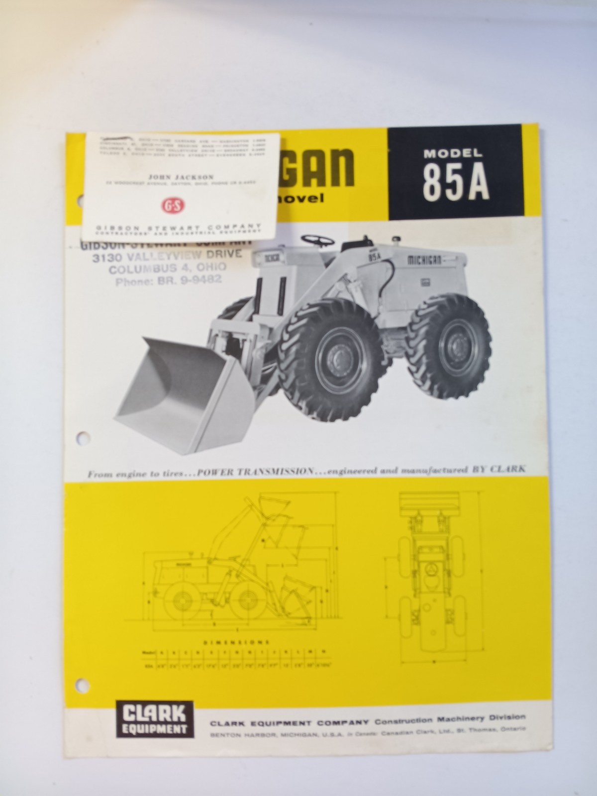 Clark Michigan Model 85A Tractor Shovels Wheel Loaders Sales Flyer
