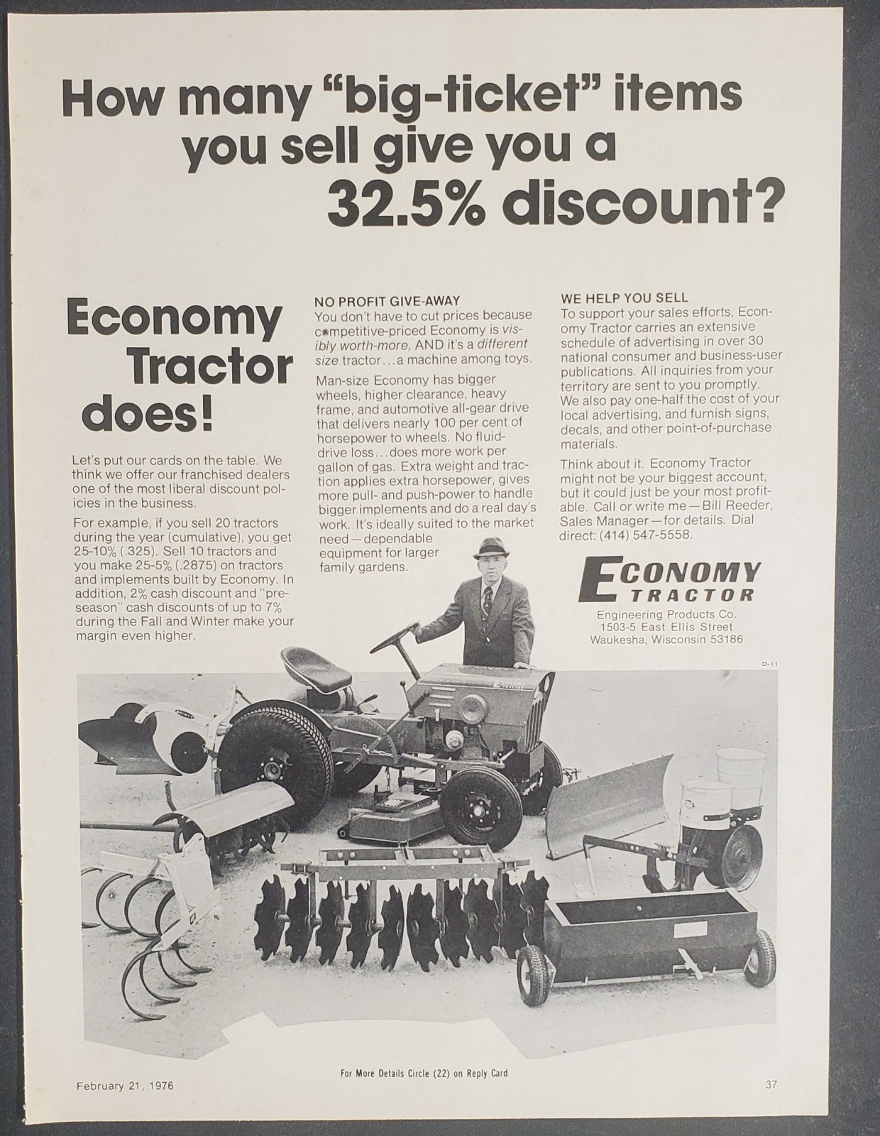 Impliment Choices For Economy Tractor 1976 Magazine Advertisement