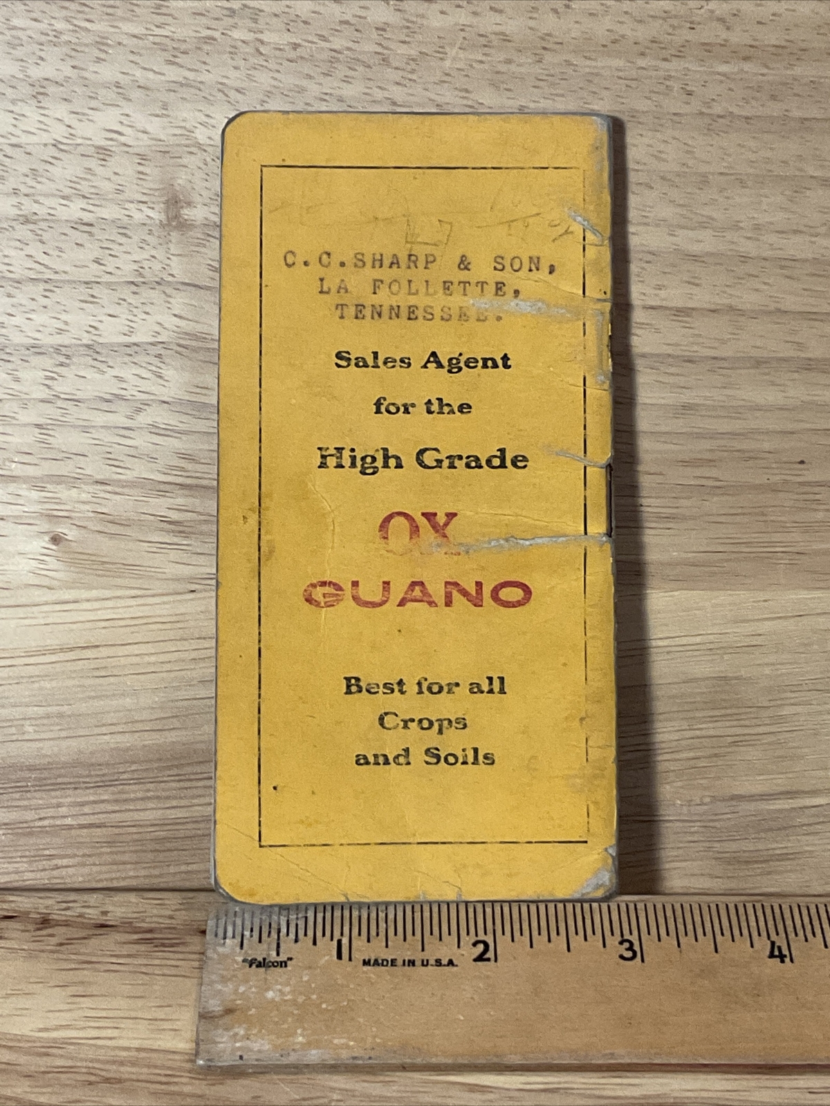 1912 Tennessee Chemical Co. Pocket Notebook Lafollette, TN Ox Guano Fertilizer
