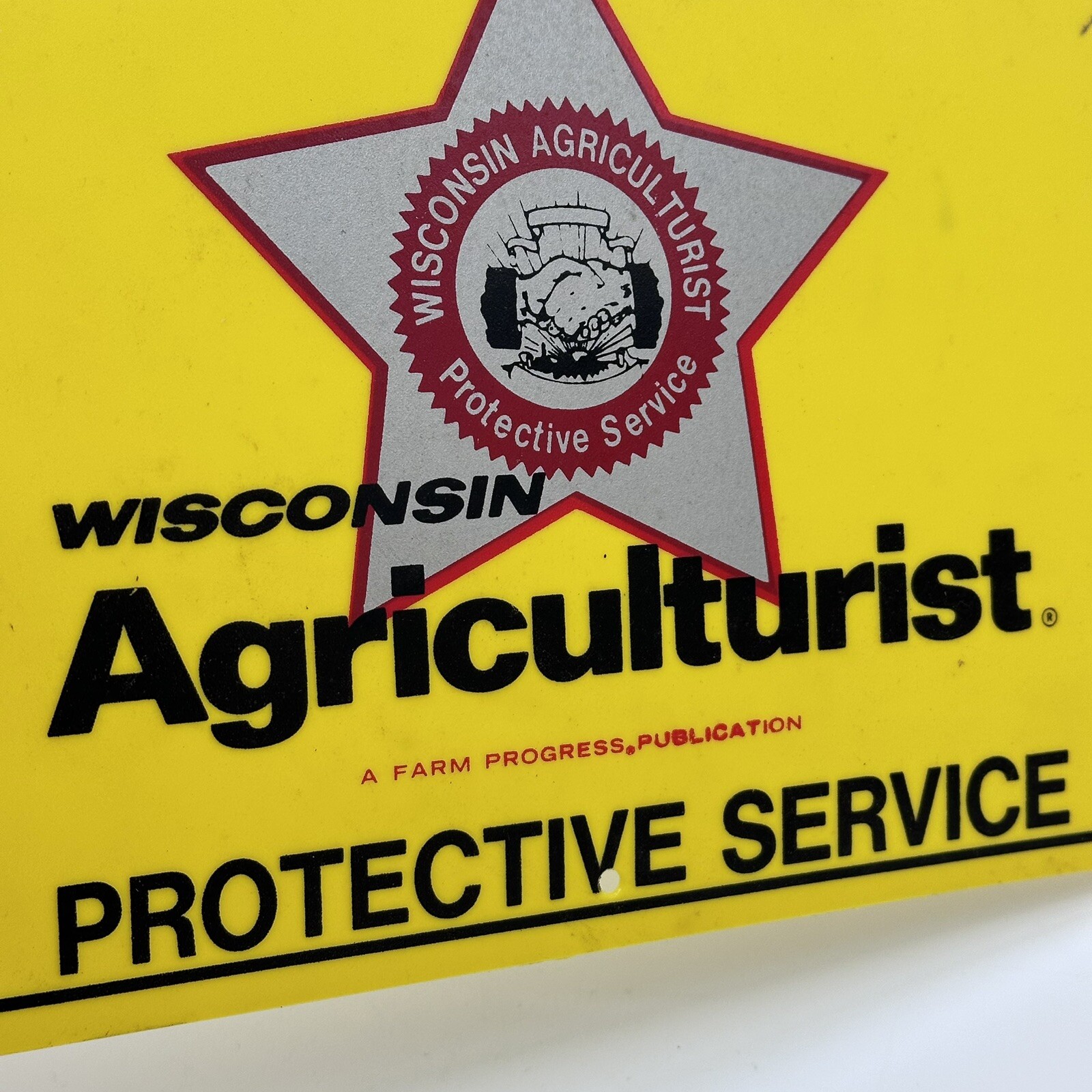 Wisconsin Agriculturist Protective Service Yellow Plastic Signs Set Of Two
