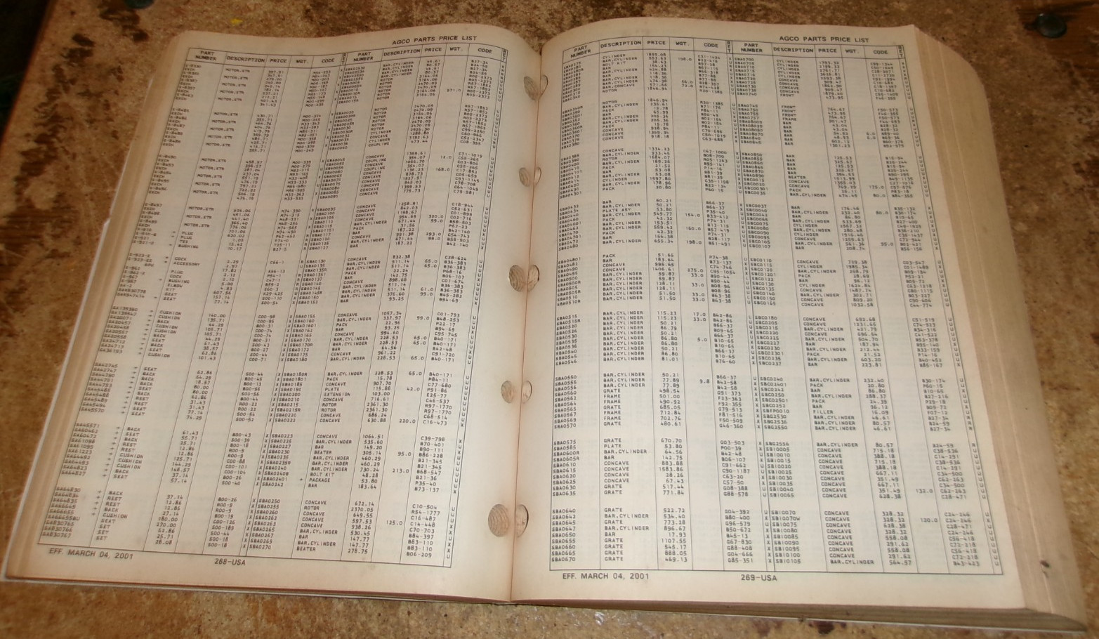 2001 AGCO U.S. parts price list vol.1 in good shape used