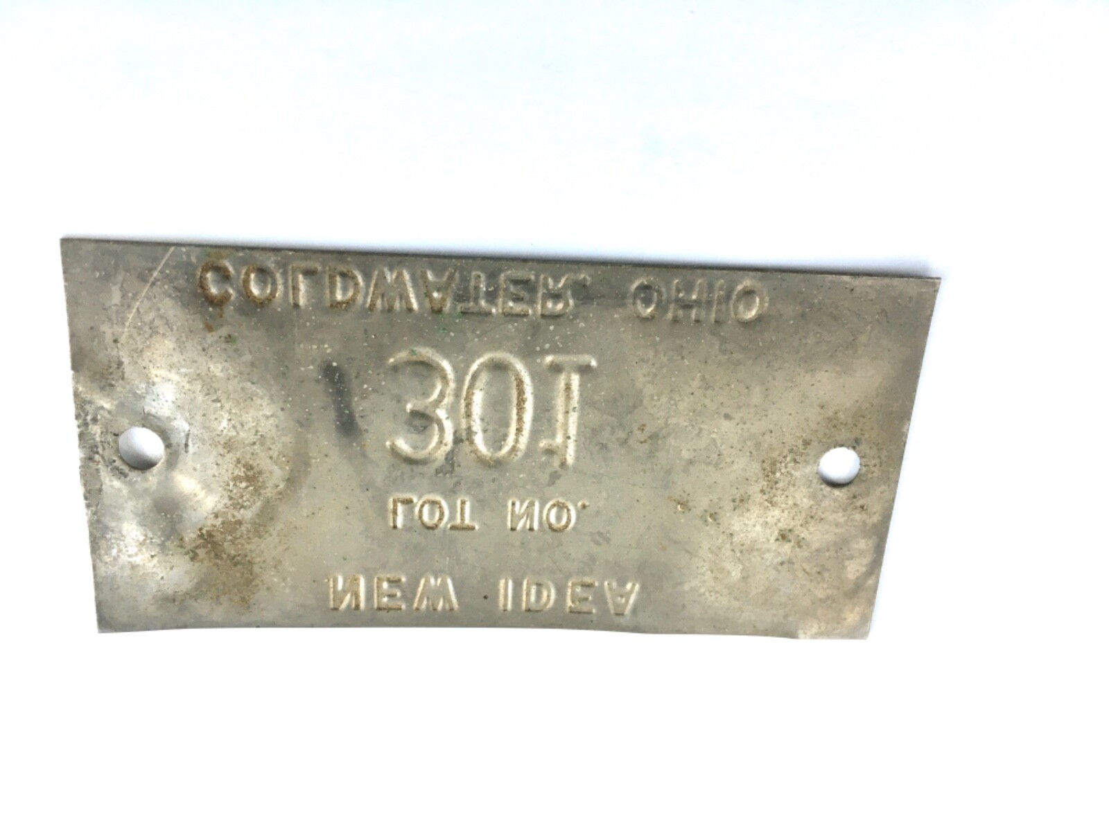Vtg Metal New Idea Small Sign Badge Coldwater Ohio Tractor Implement Sign Plaque