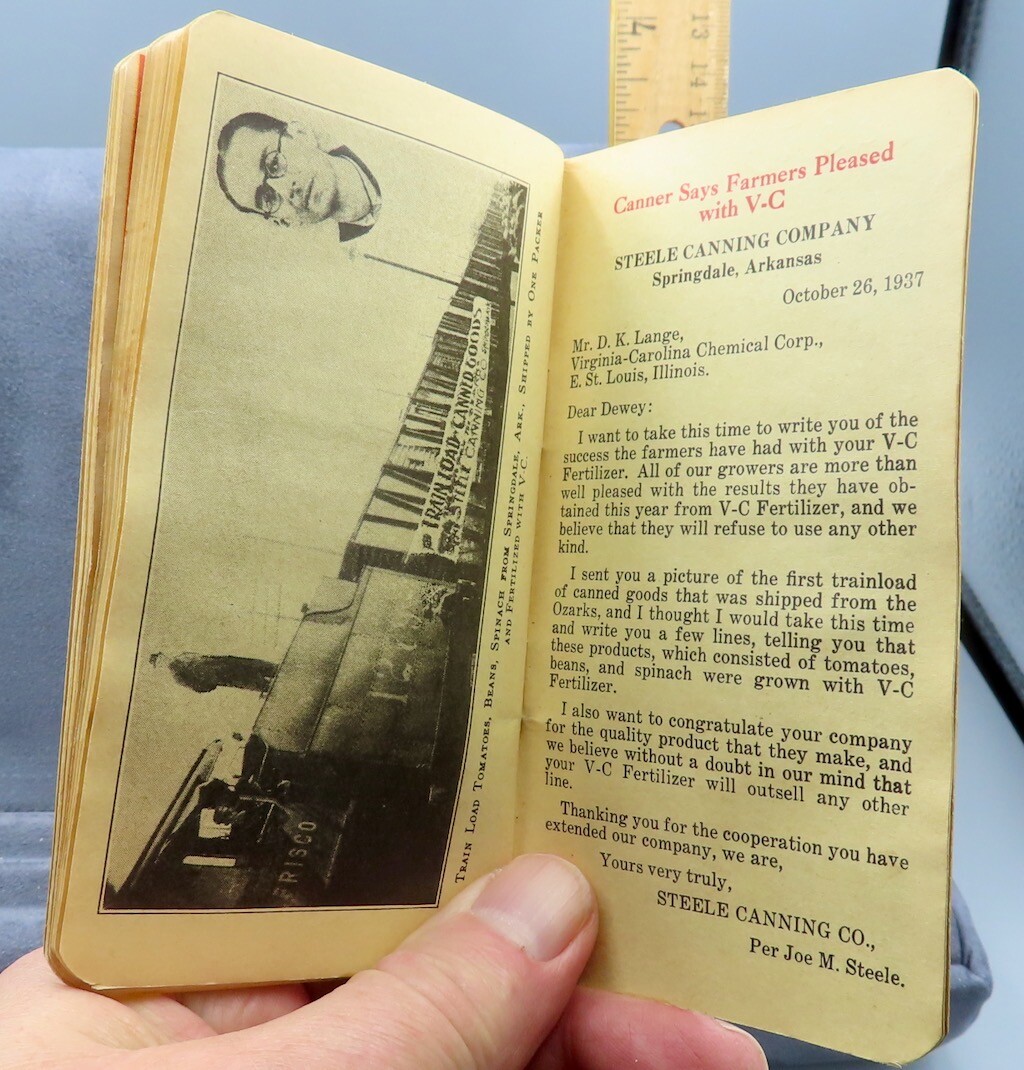 VC FERTILIZERS Amherst Junction Wisconsin Note Book Pad 1938