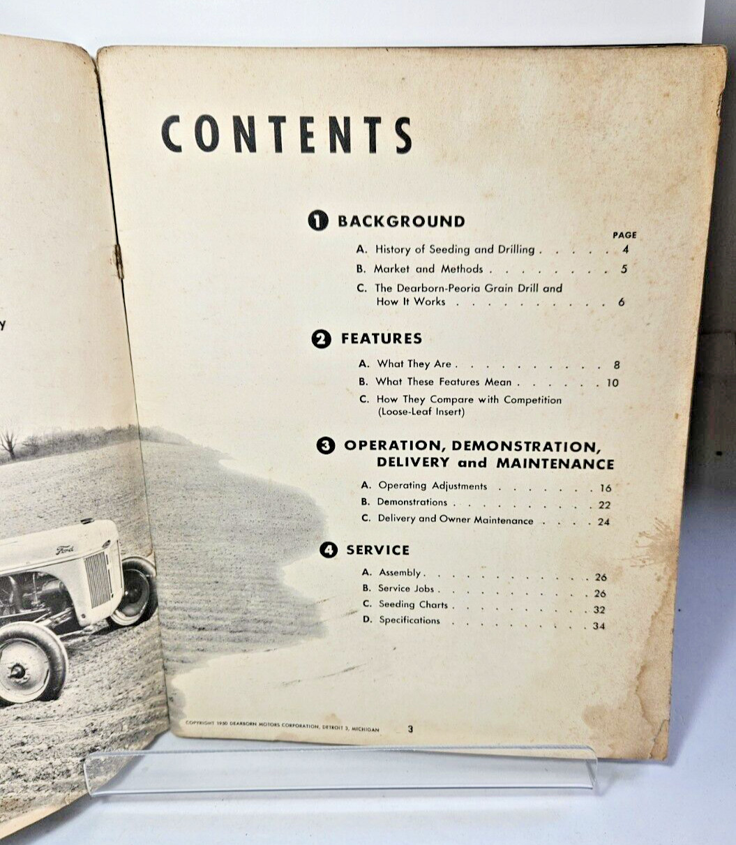 1950 Dearborn-Peoria Grain Drill Sellers/Servicing Manual & Supplemental Papers