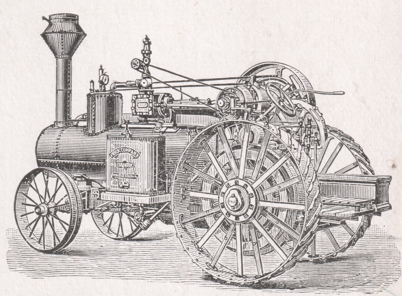 Antique Frick Tractor Steam Traction Engine Myers Grain Thresher Farm Trade Card