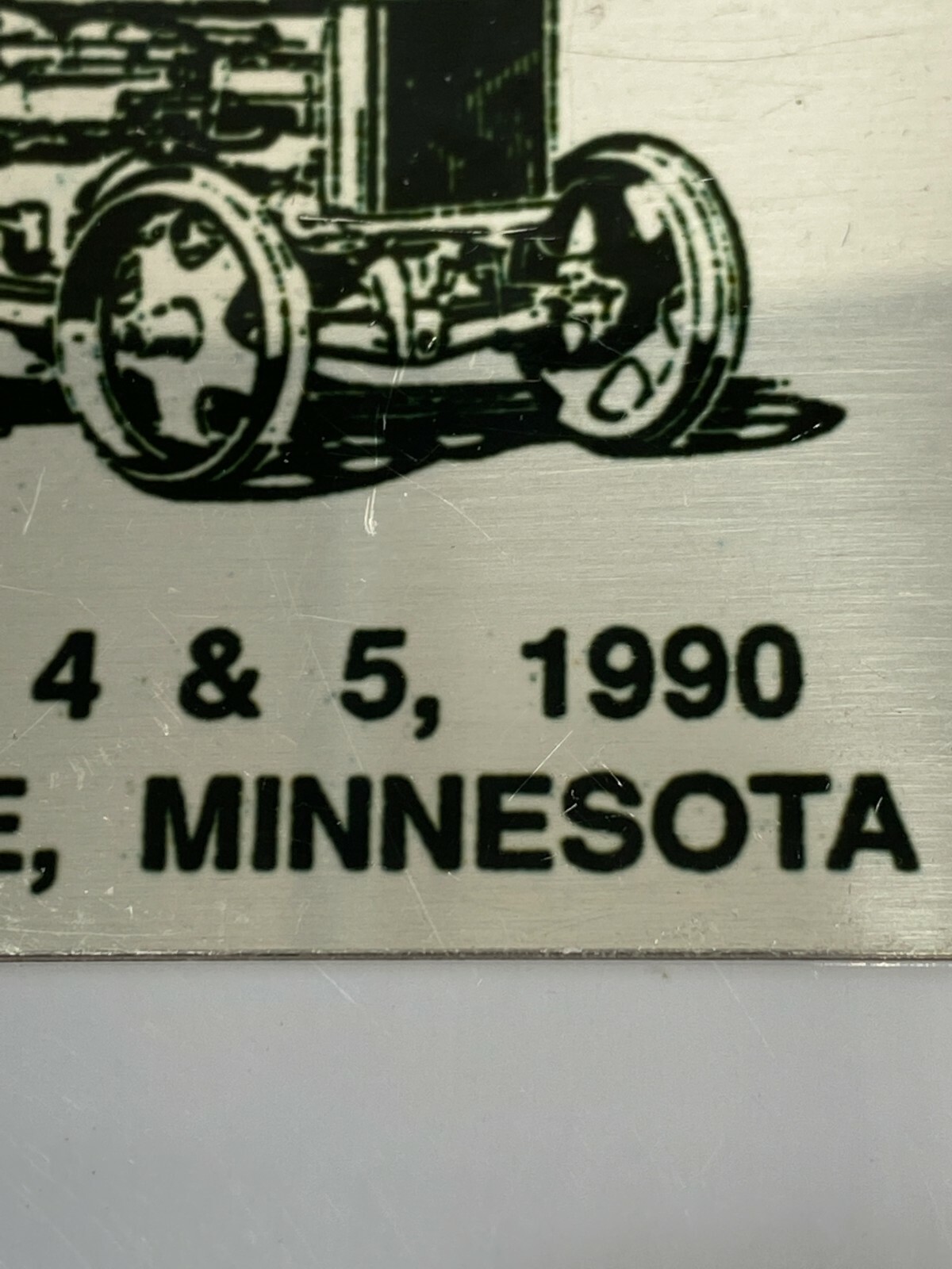 Vtg Metal Placard 11th Annual Heathole MN Threshing Show Exhibitor Aug 4&5 1990