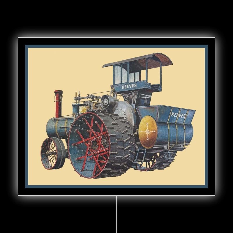 MASSIVE Reeves Steam Traction Engine NEW LED Hanging Lighted Sign: 18×23&Prime;