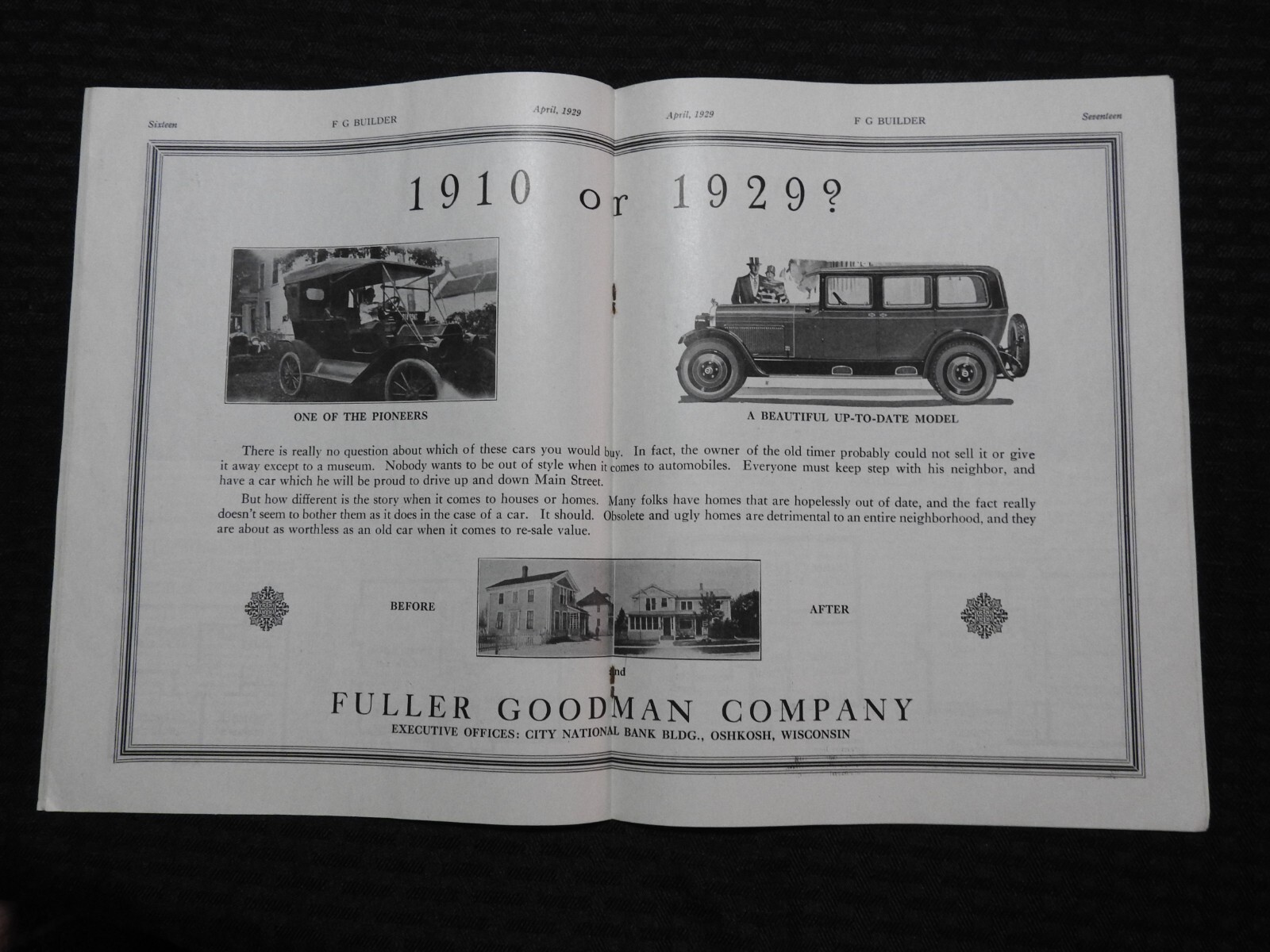 FG Builder January 1929 Fuller Goodman Co. Oshkosh Wisconsin Vol. 4 #4 Magazine
