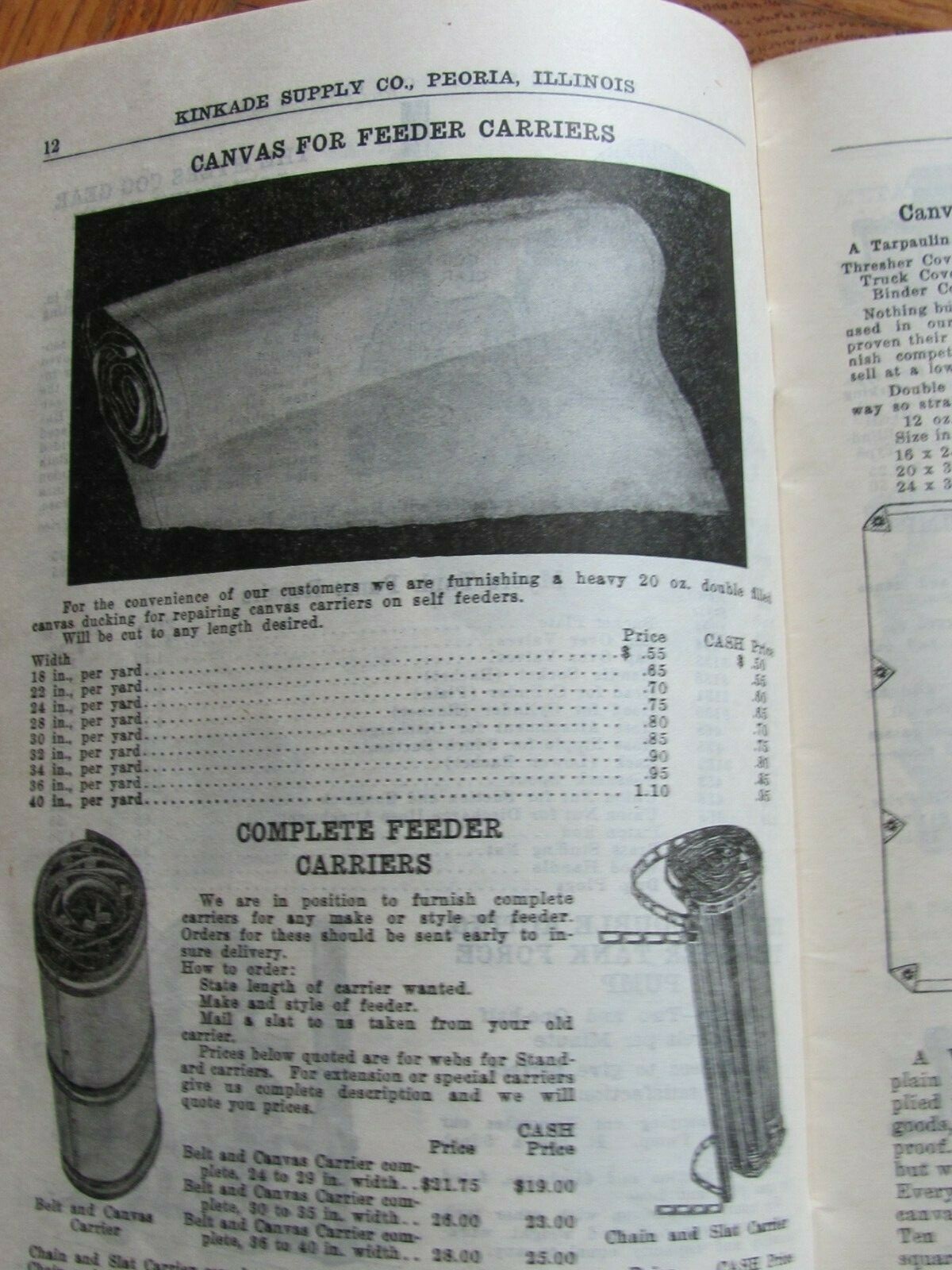 1930 FARM SALE CATALOG KINKADE SUPPLY CO PEORIA,IL TRESHER & MILL SUPPLIES